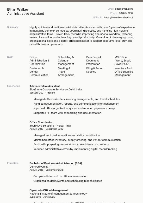 Professional template preview