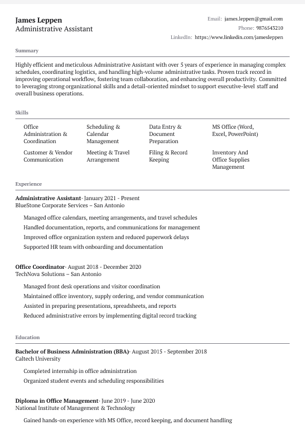 Classic template preview