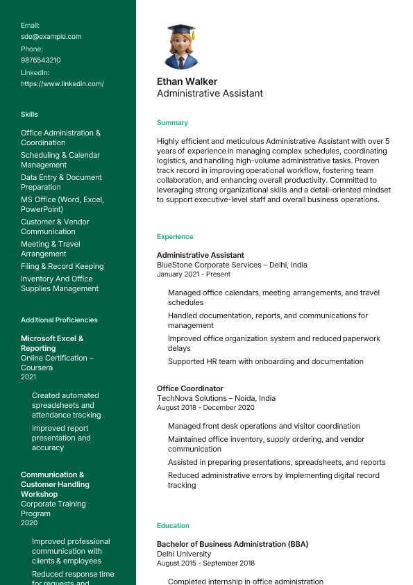 Professional Sidebar template preview