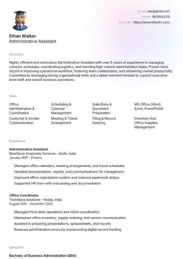 Modern template preview