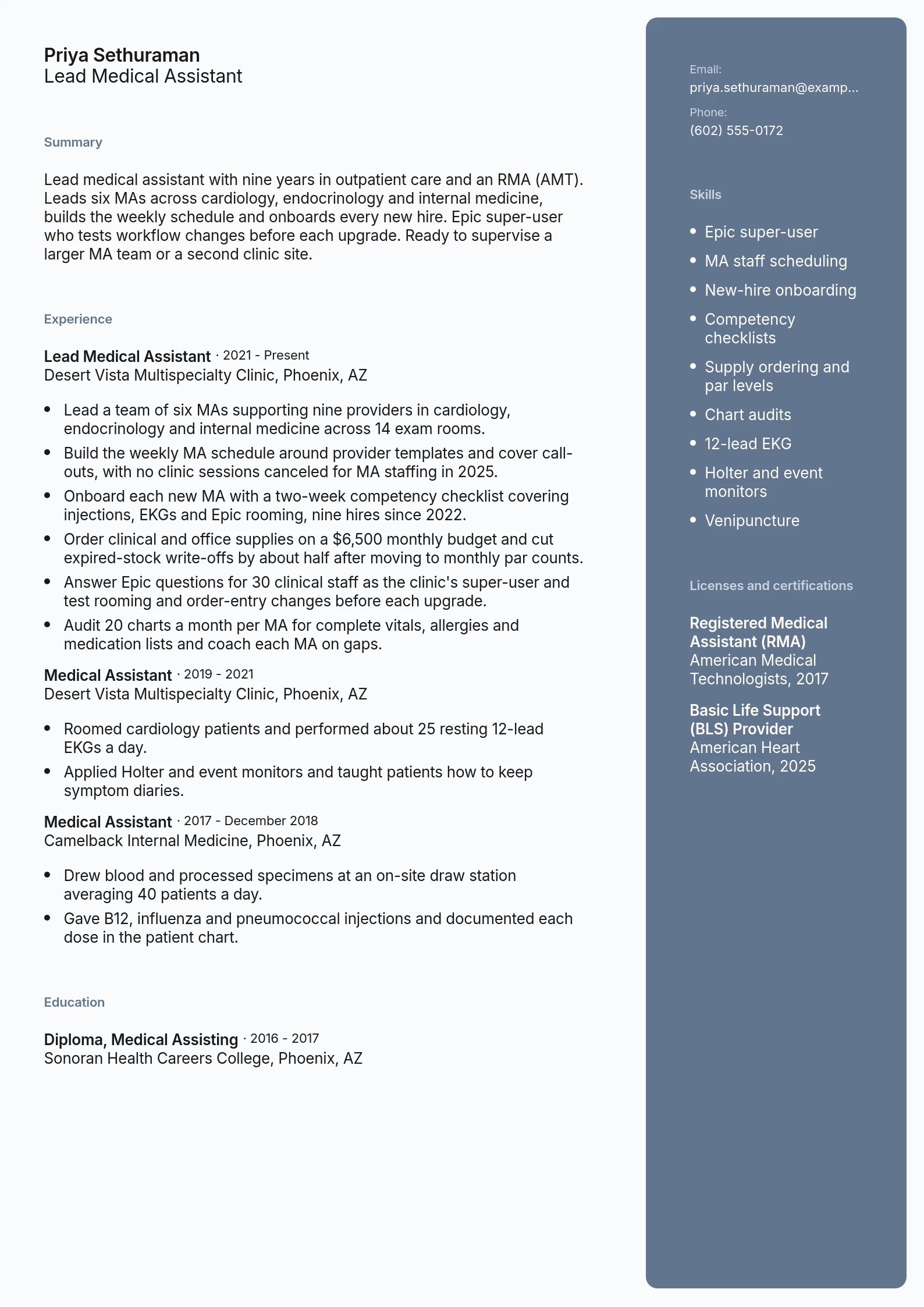 Lead Medical Assistant
