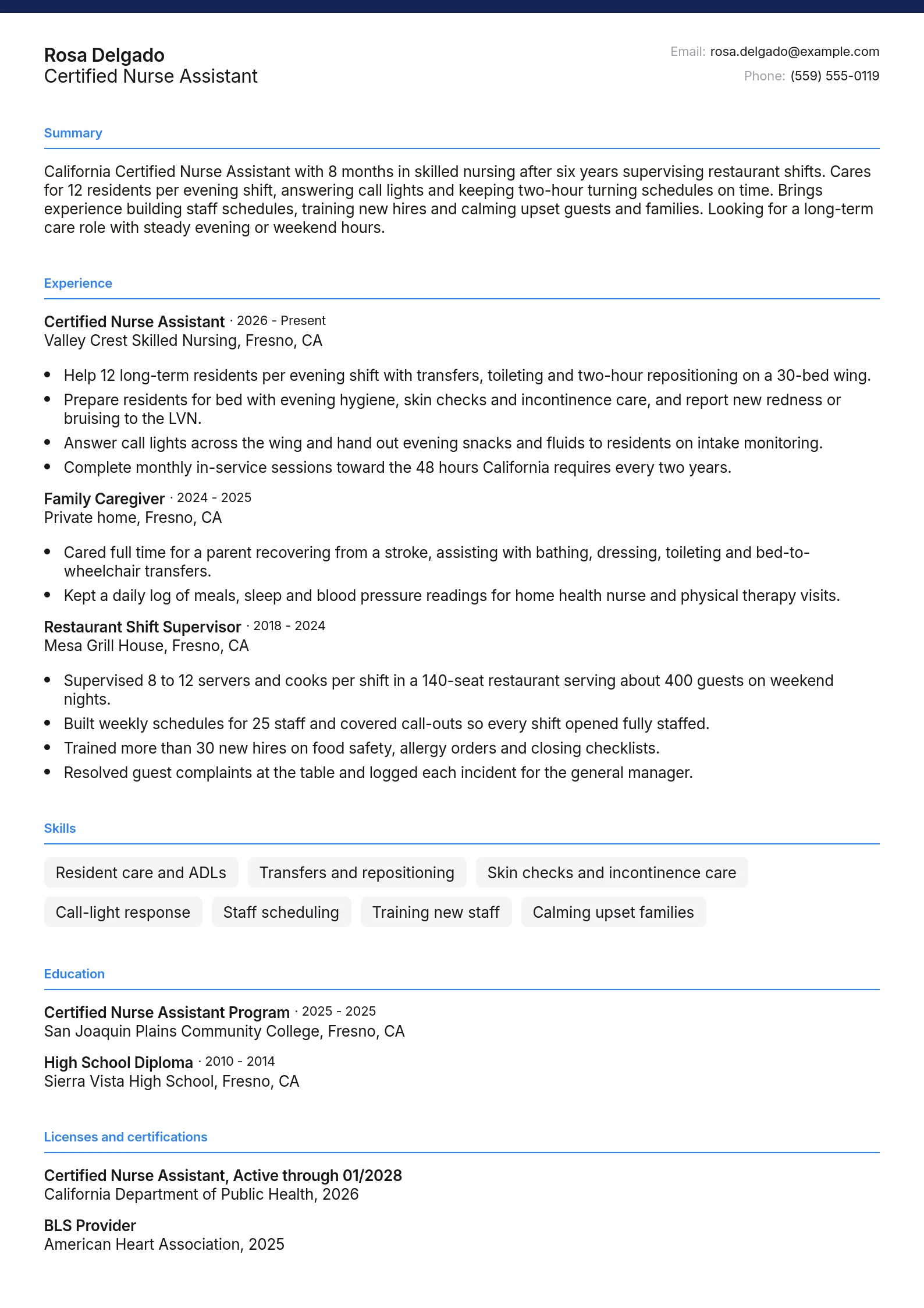 Certified Nurse Assistant