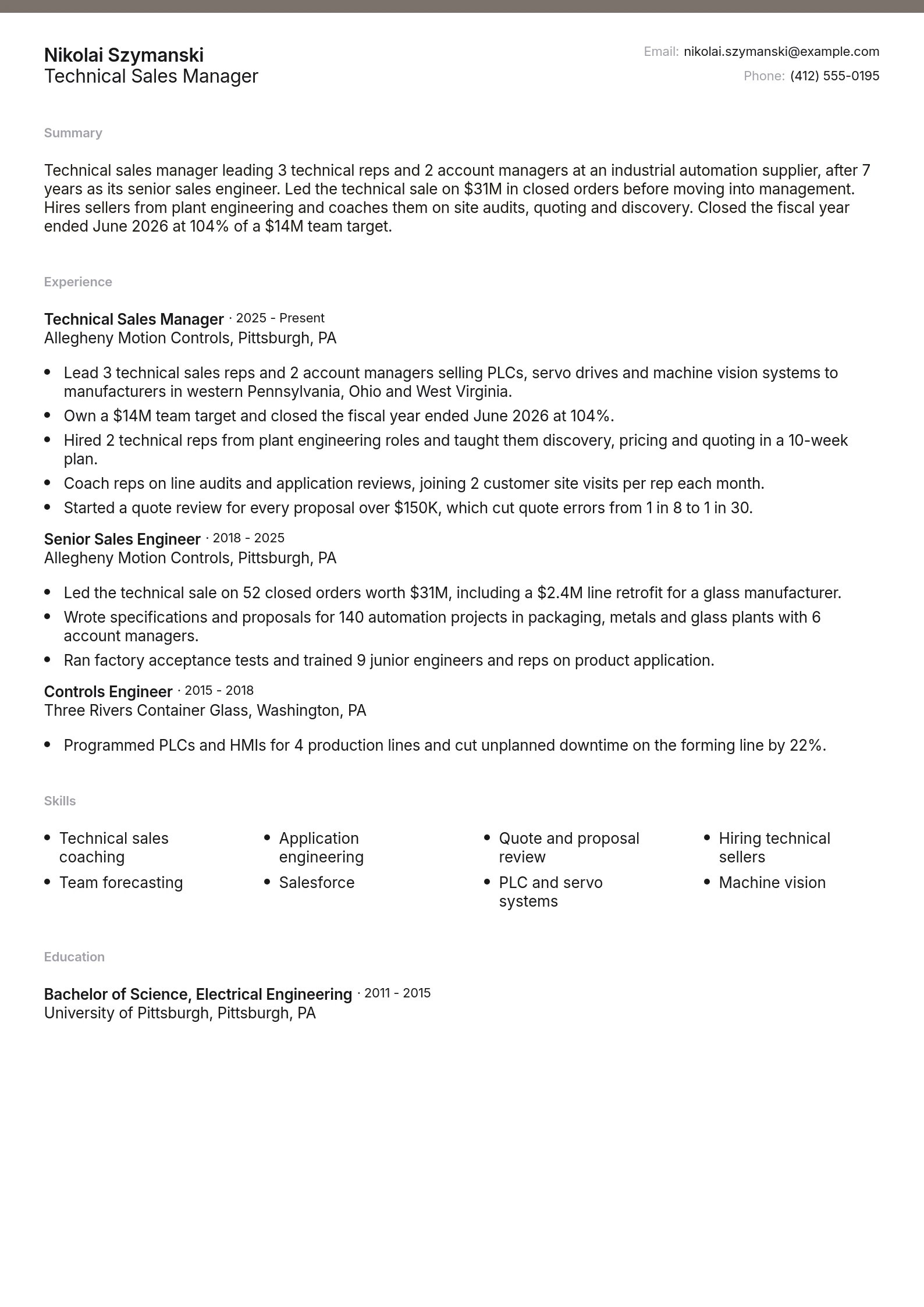 Technical Sales Manager