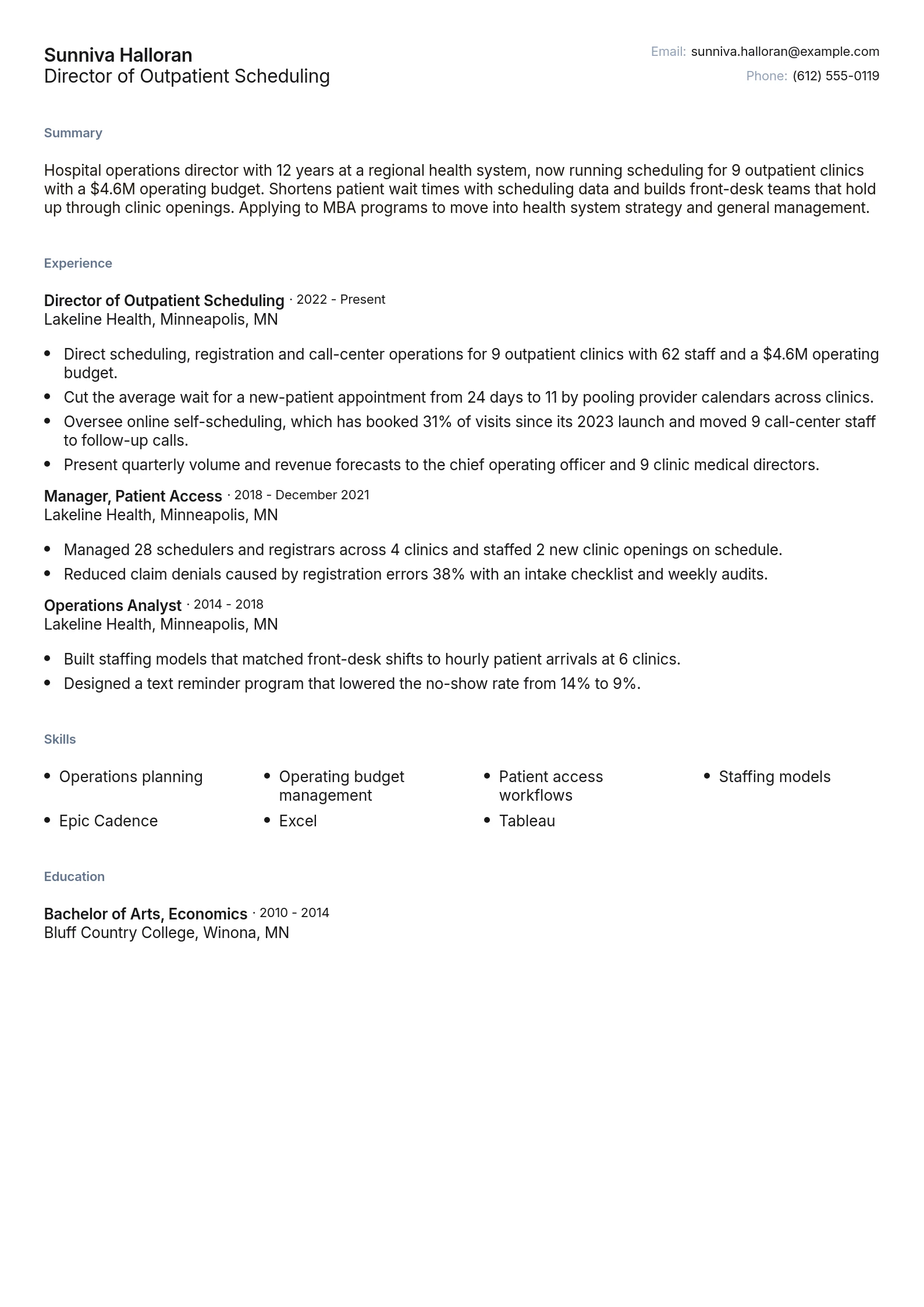 Director of Outpatient Scheduling
