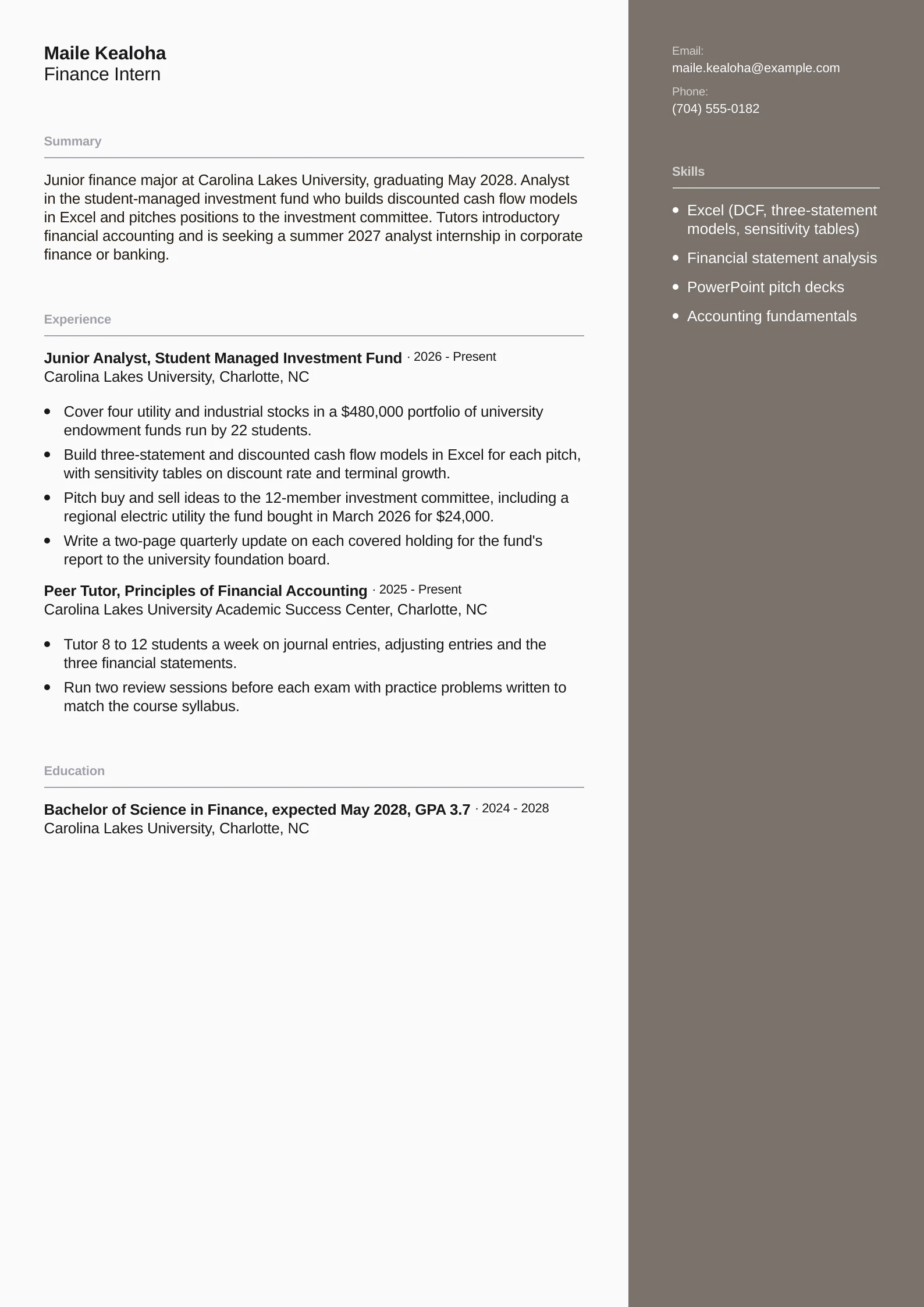 Finance Intern