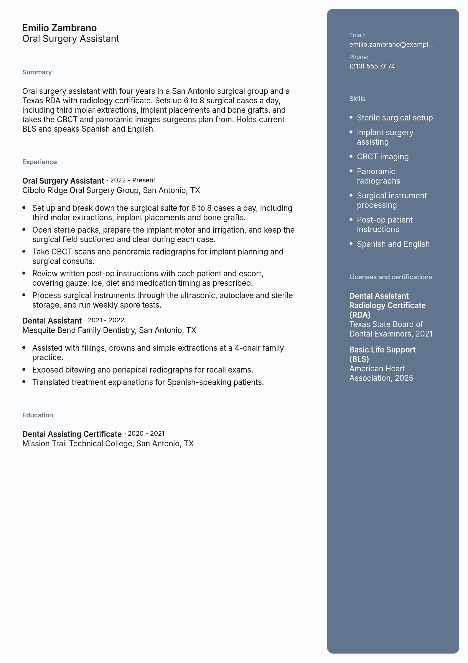 Oral Surgery Assistant