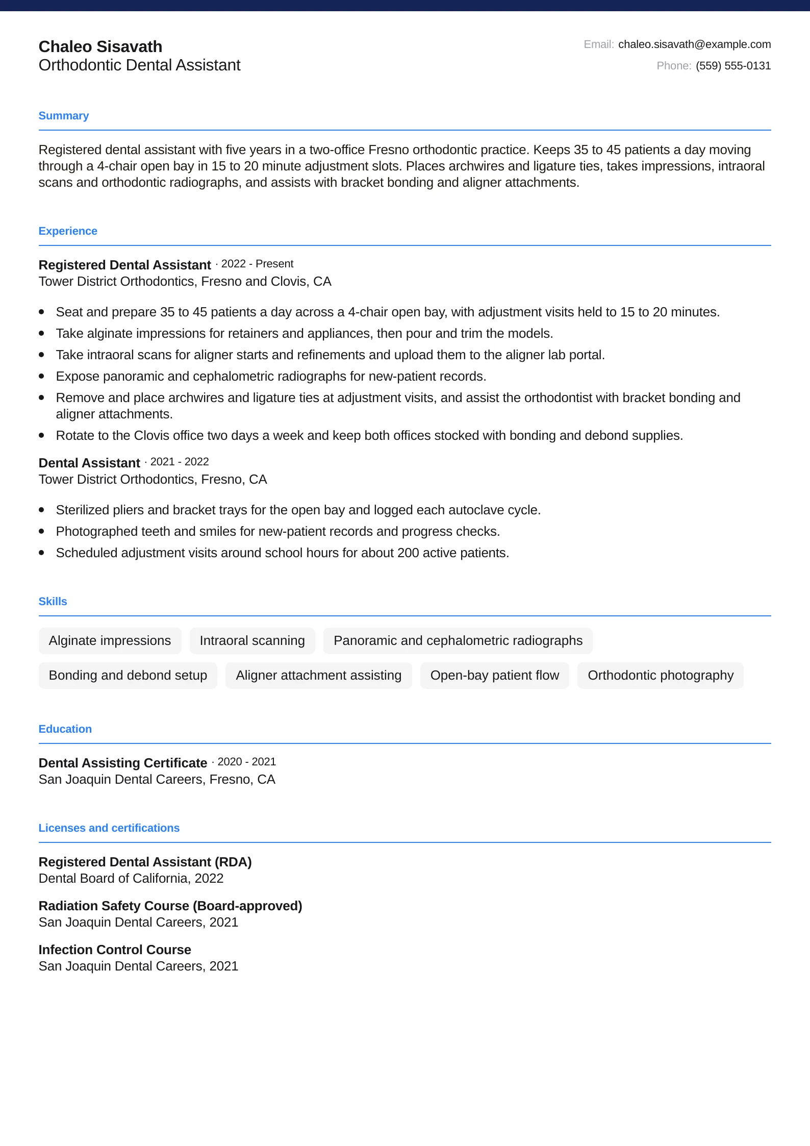 Orthodontic Dental Assistant