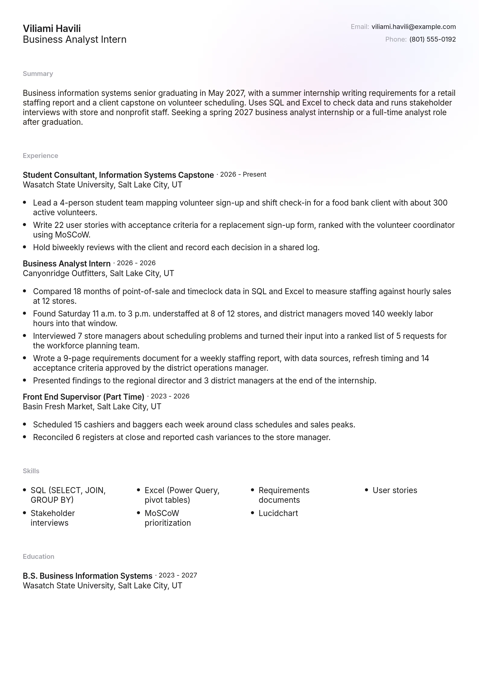Business Analyst Intern