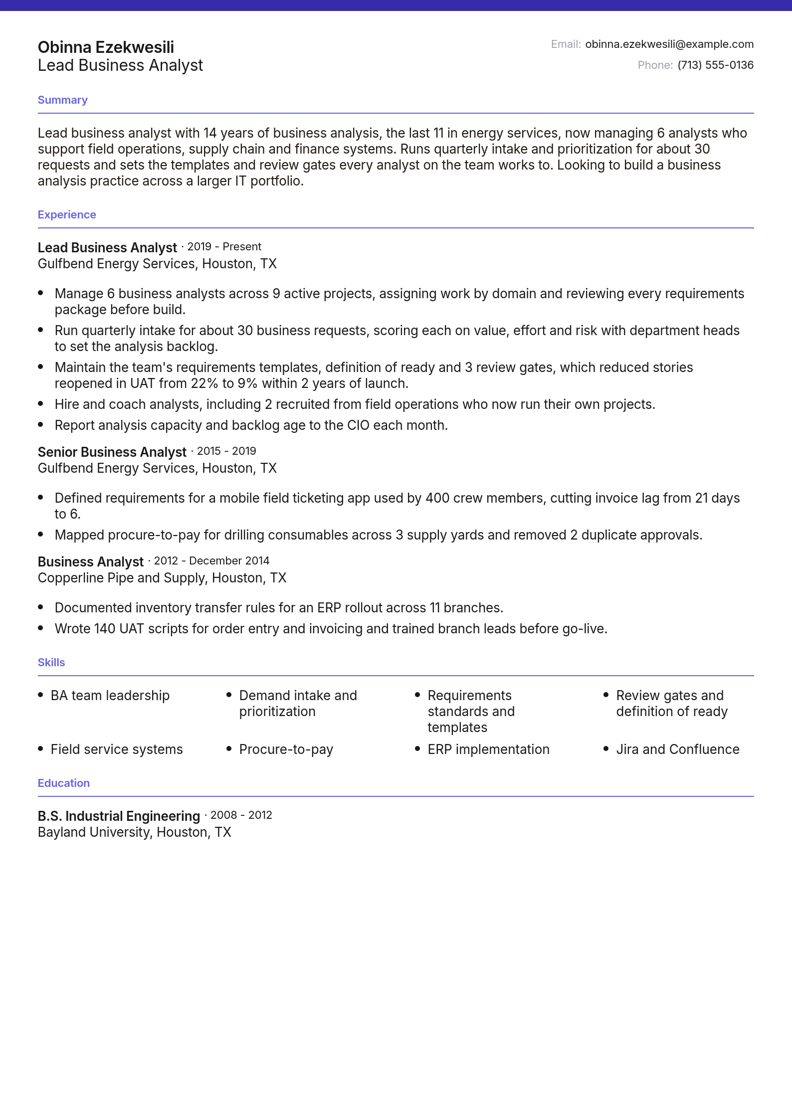 Lead Business Analyst