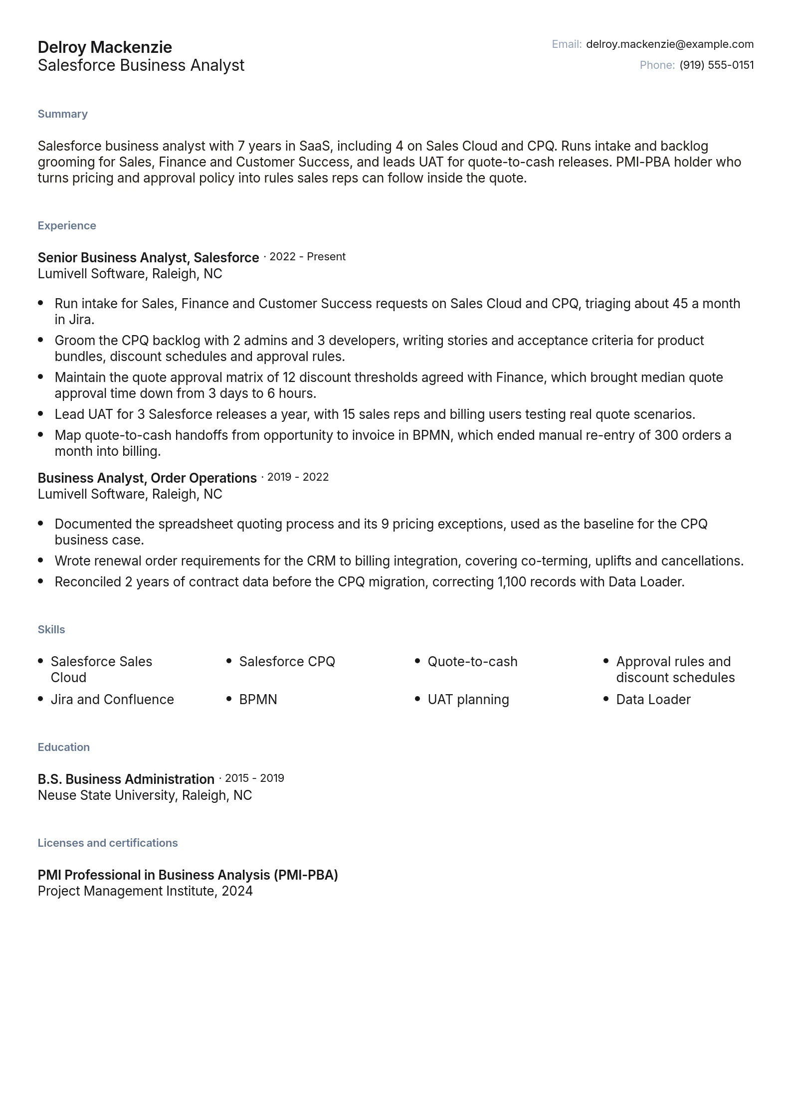 Salesforce Business Analyst