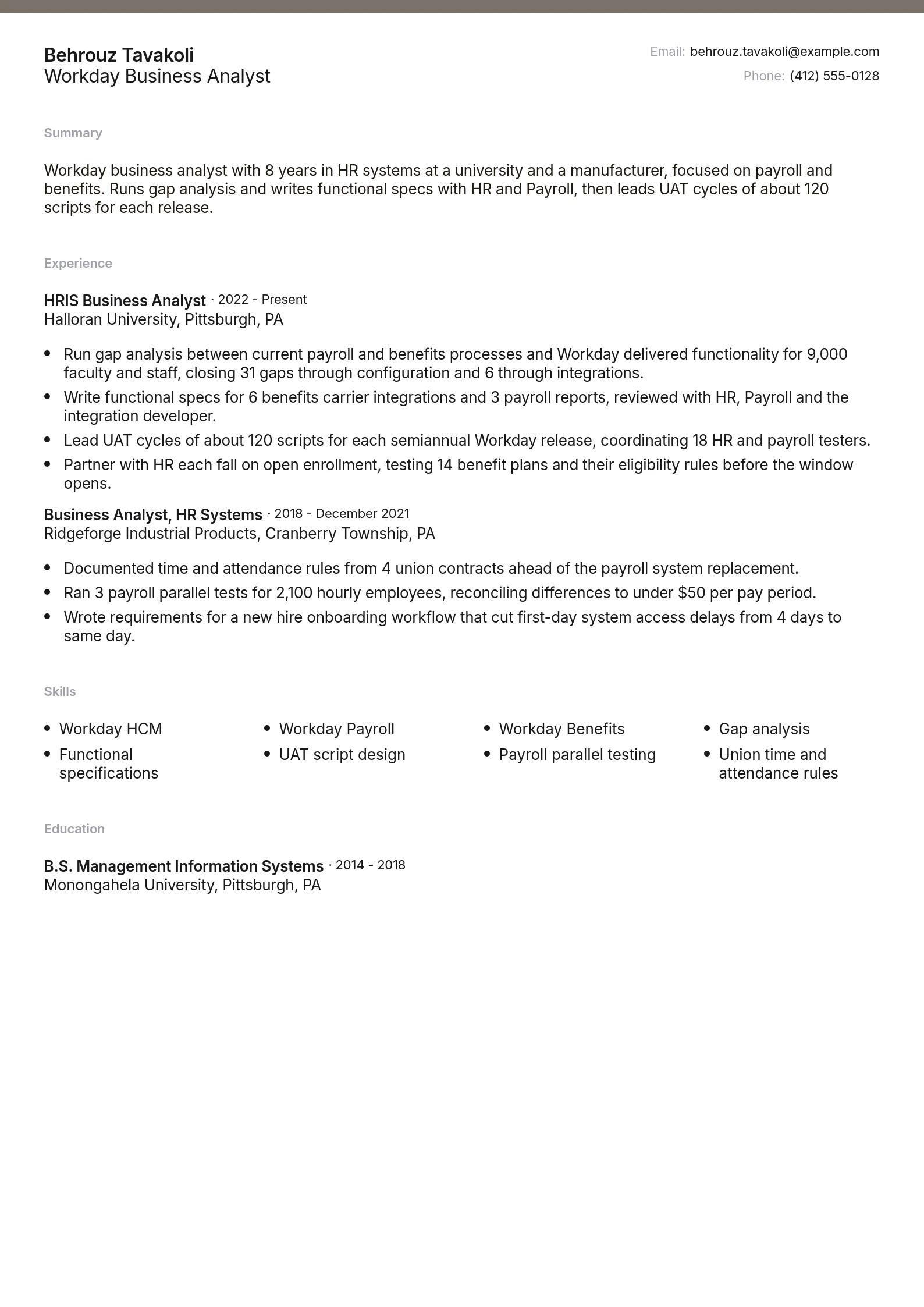 Workday Business Analyst