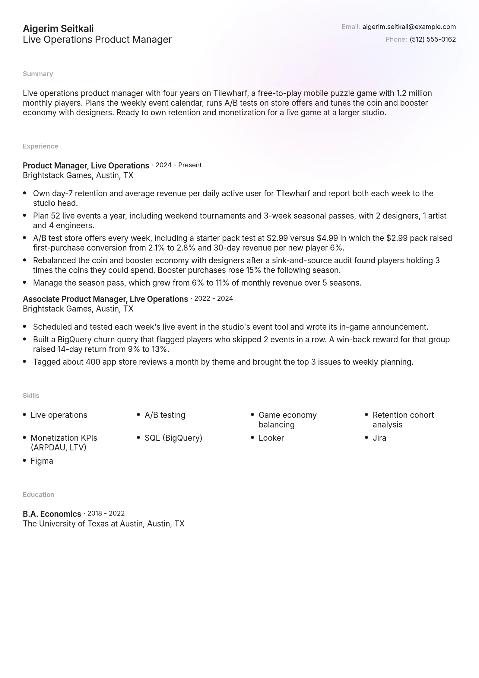 Live Operations Product Manager