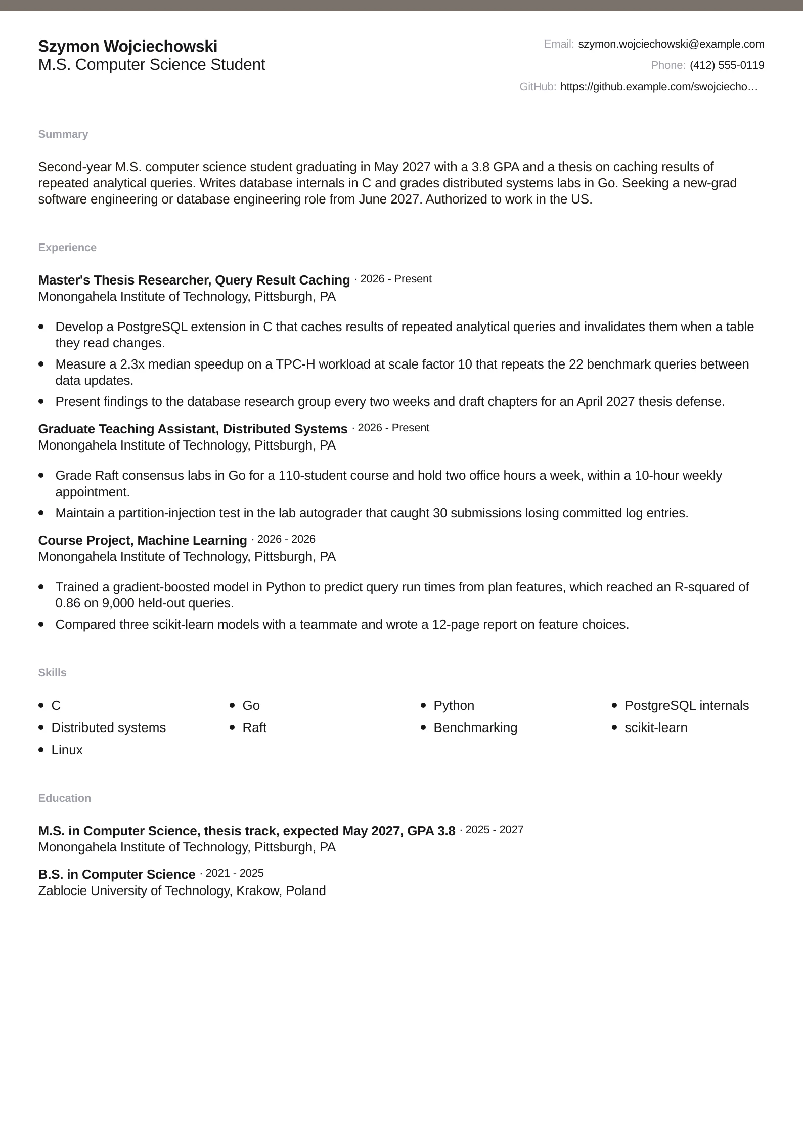 M.S. Computer Science Student