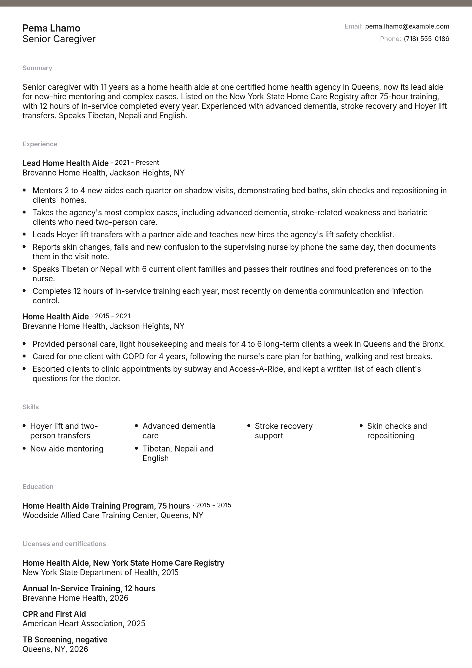 Senior Caregiver