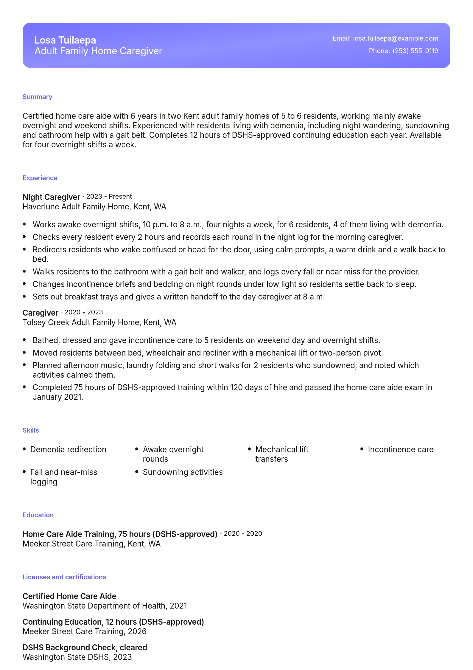 Adult Family Home Caregiver