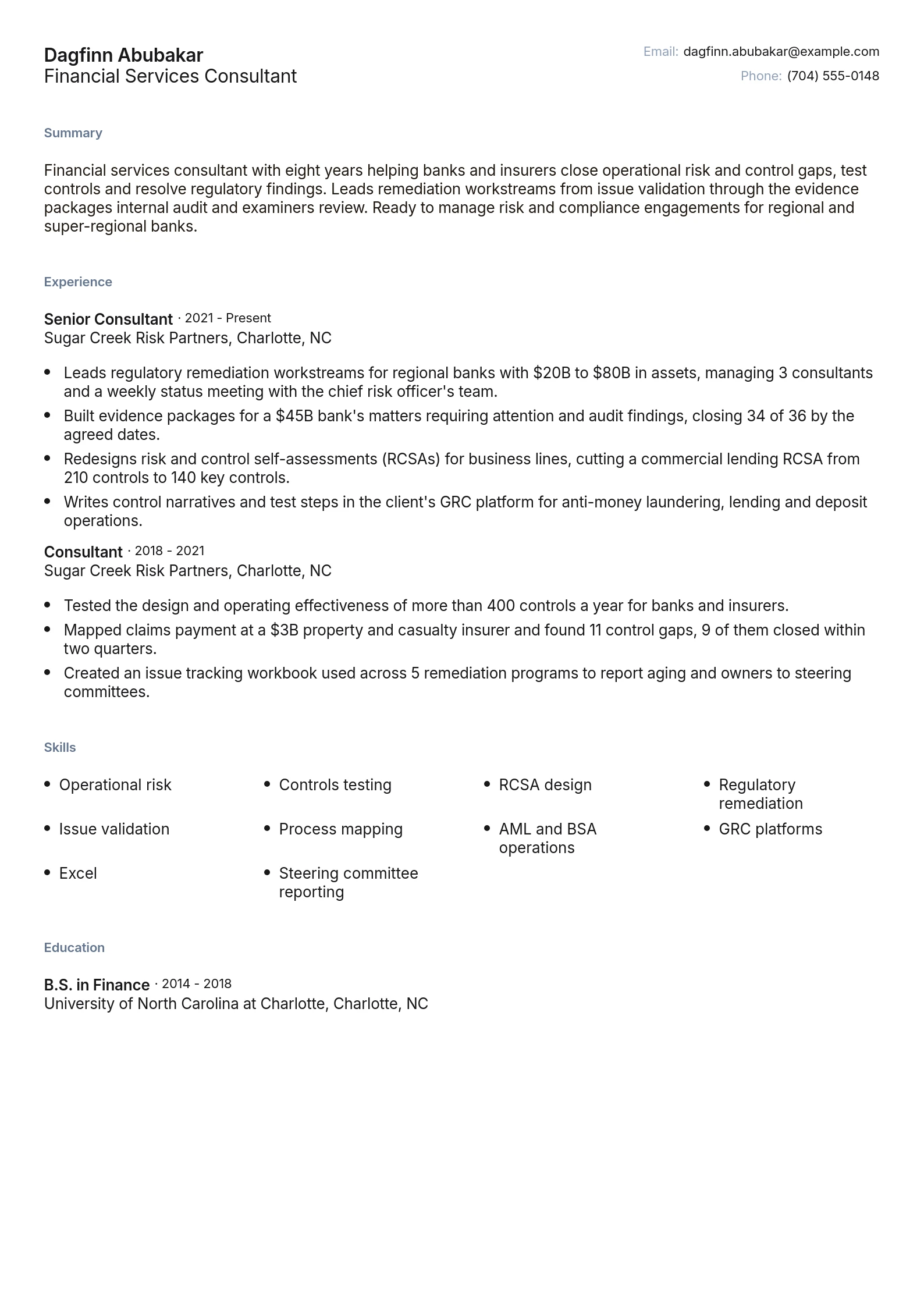 Financial Services Consultant