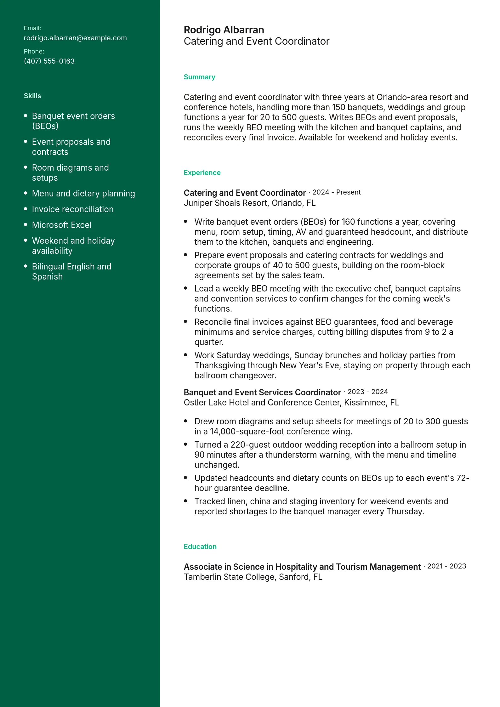 Catering and Event Coordinator