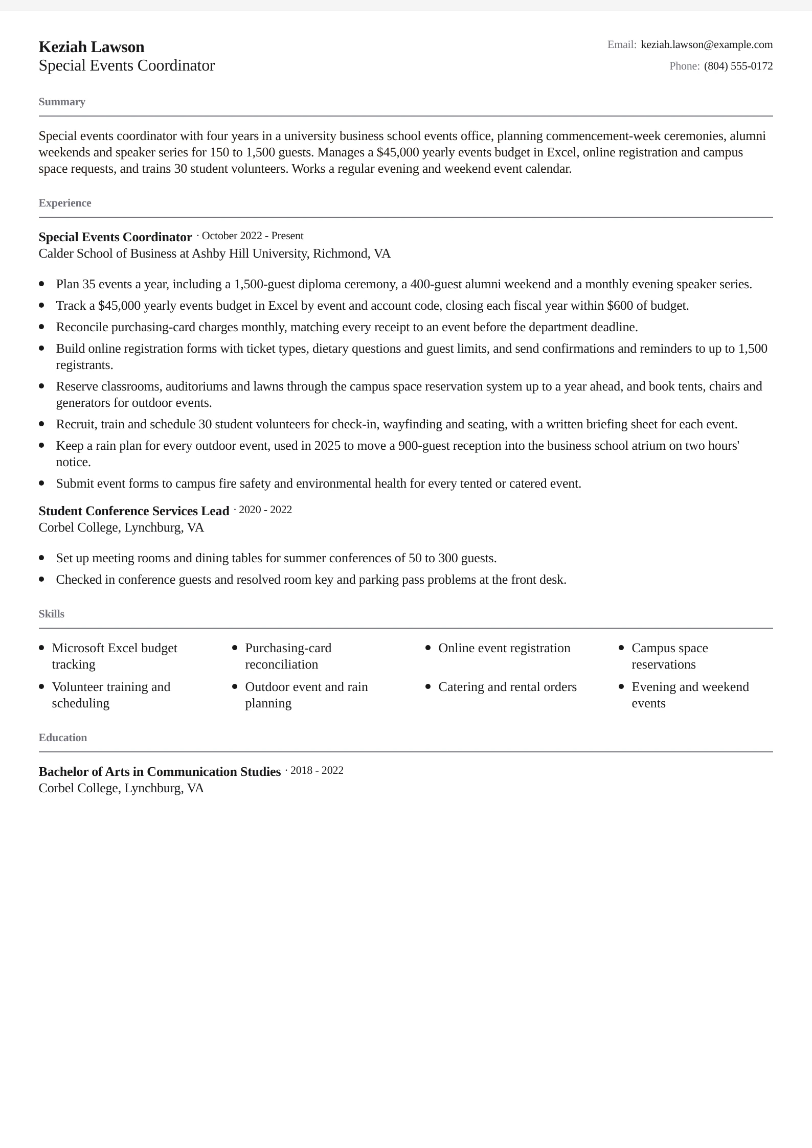 Special Events Coordinator