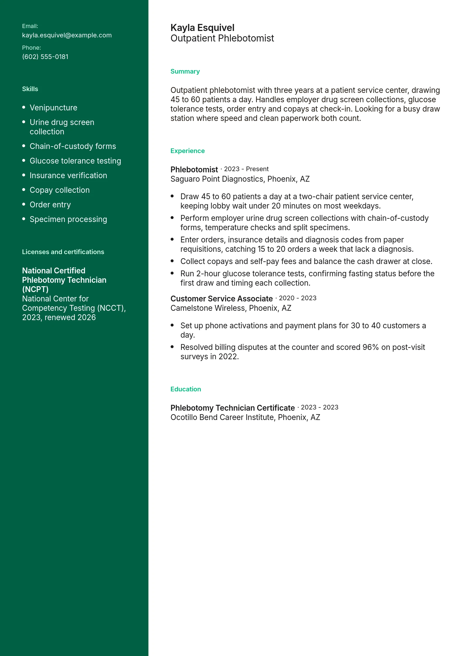 Outpatient Phlebotomist