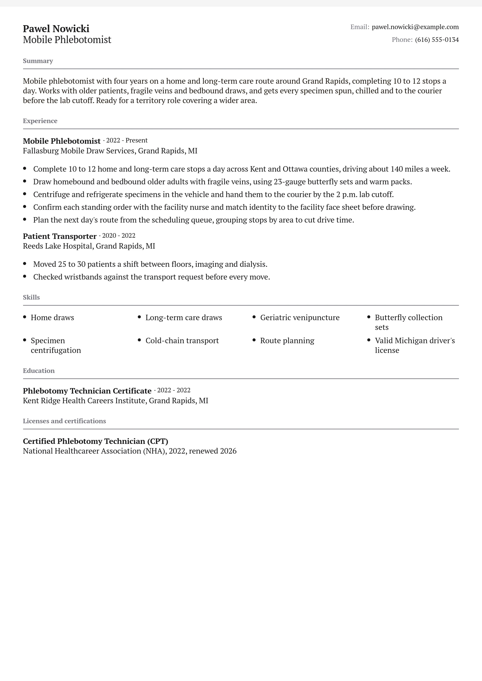 Mobile Phlebotomist