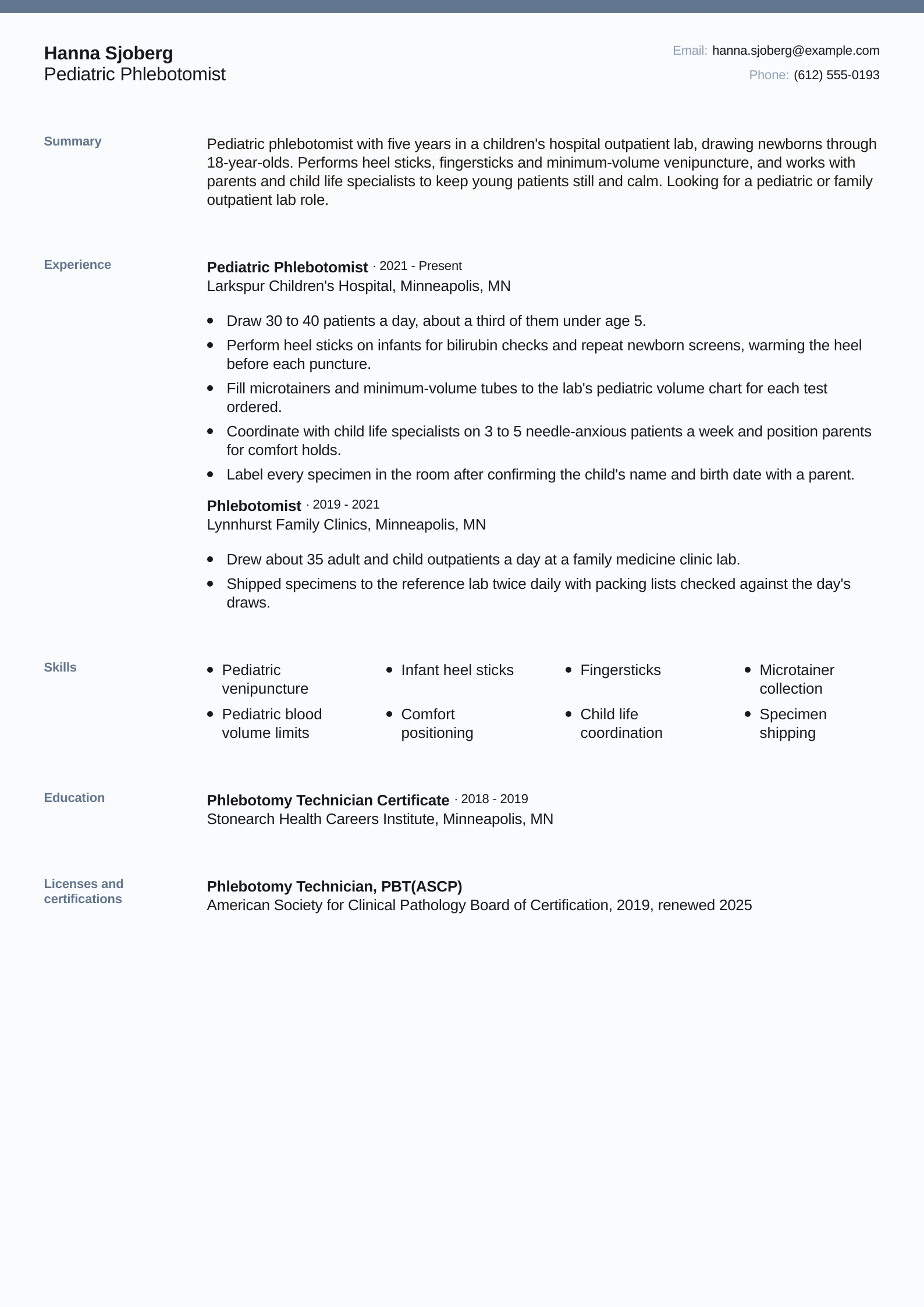 Pediatric Phlebotomist