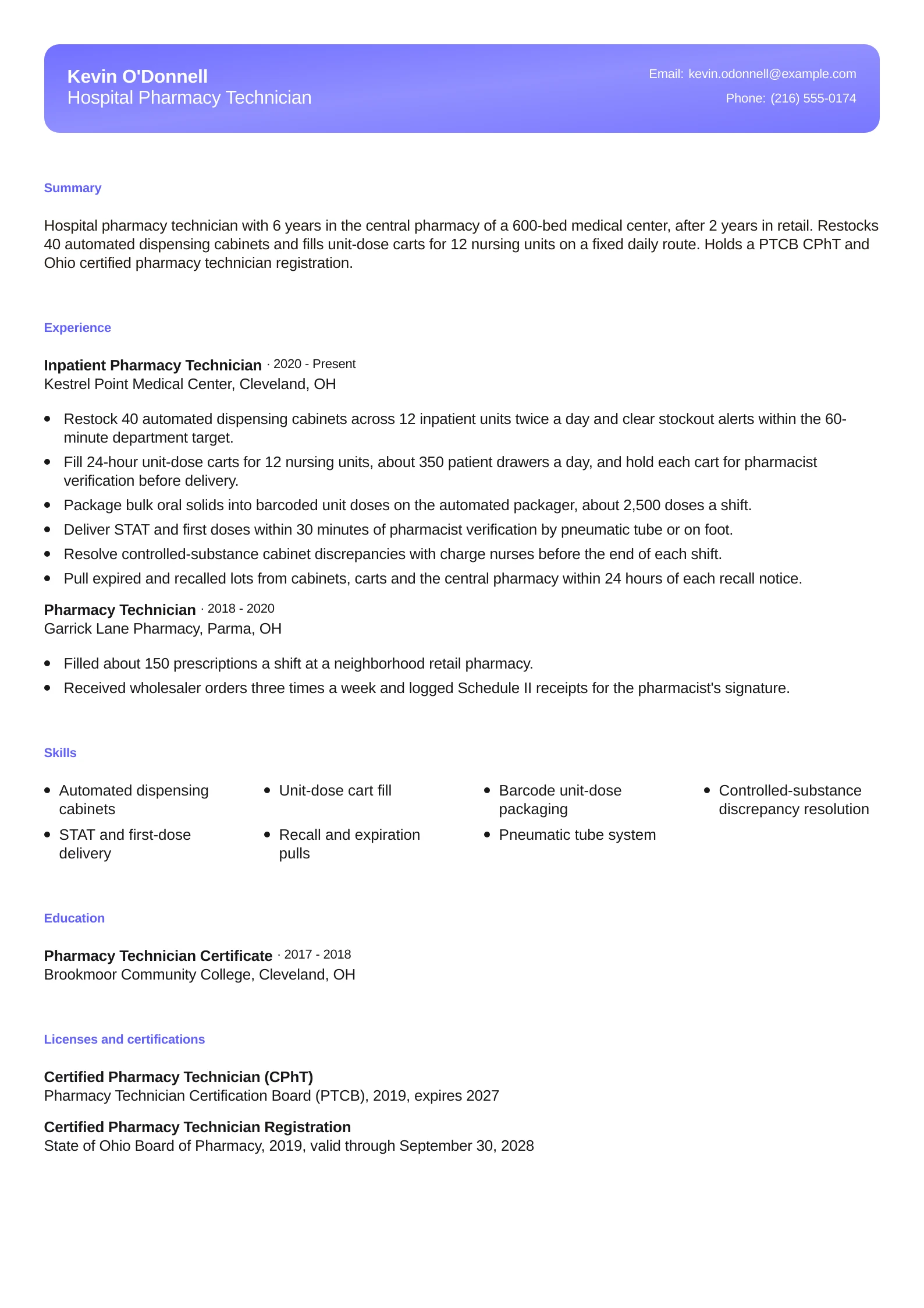 Hospital Pharmacy Technician