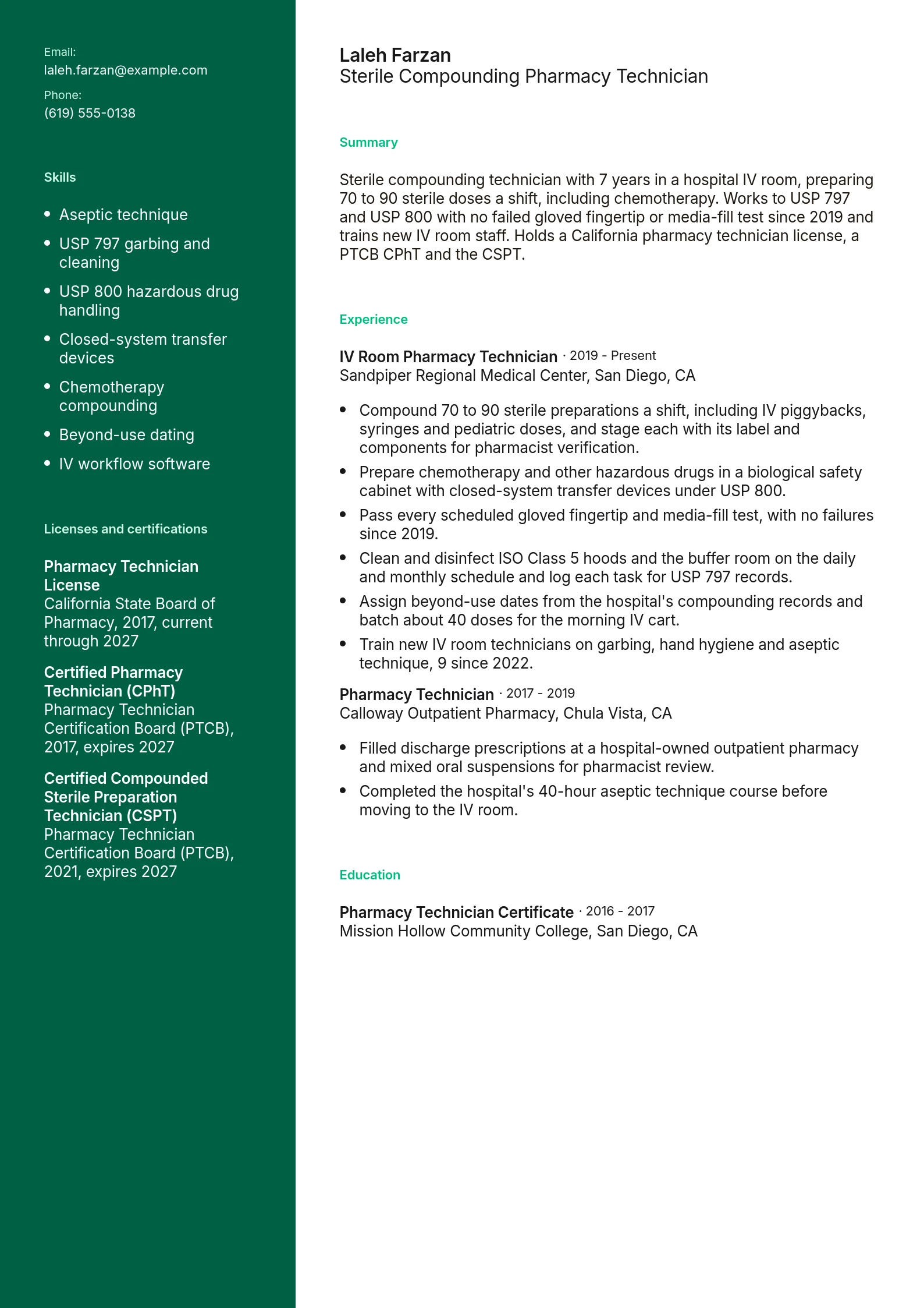 Sterile Compounding Pharmacy Technician