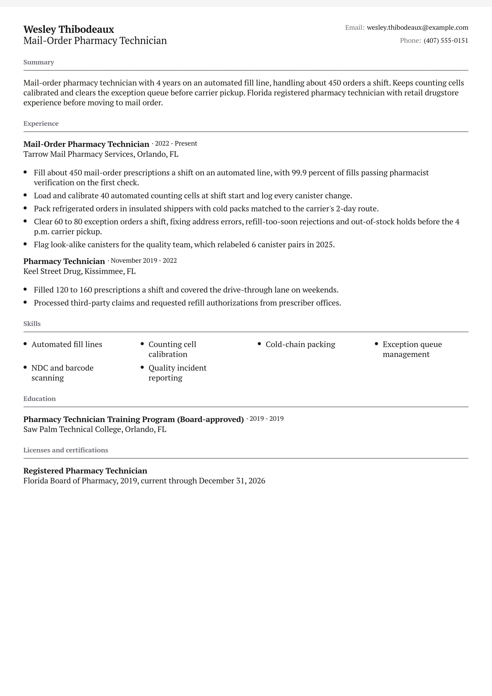 Mail-Order Pharmacy Technician