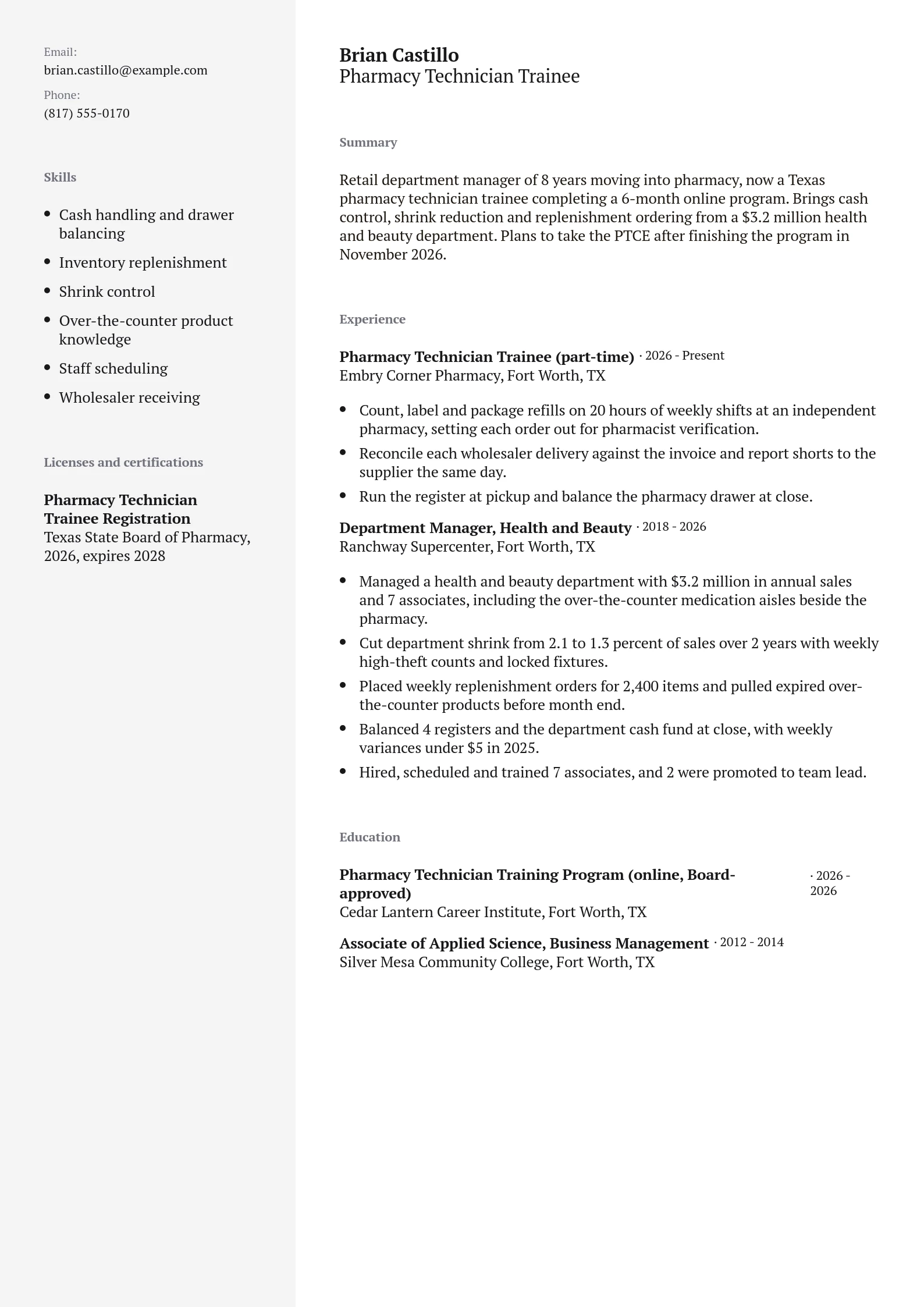 Pharmacy Technician Trainee