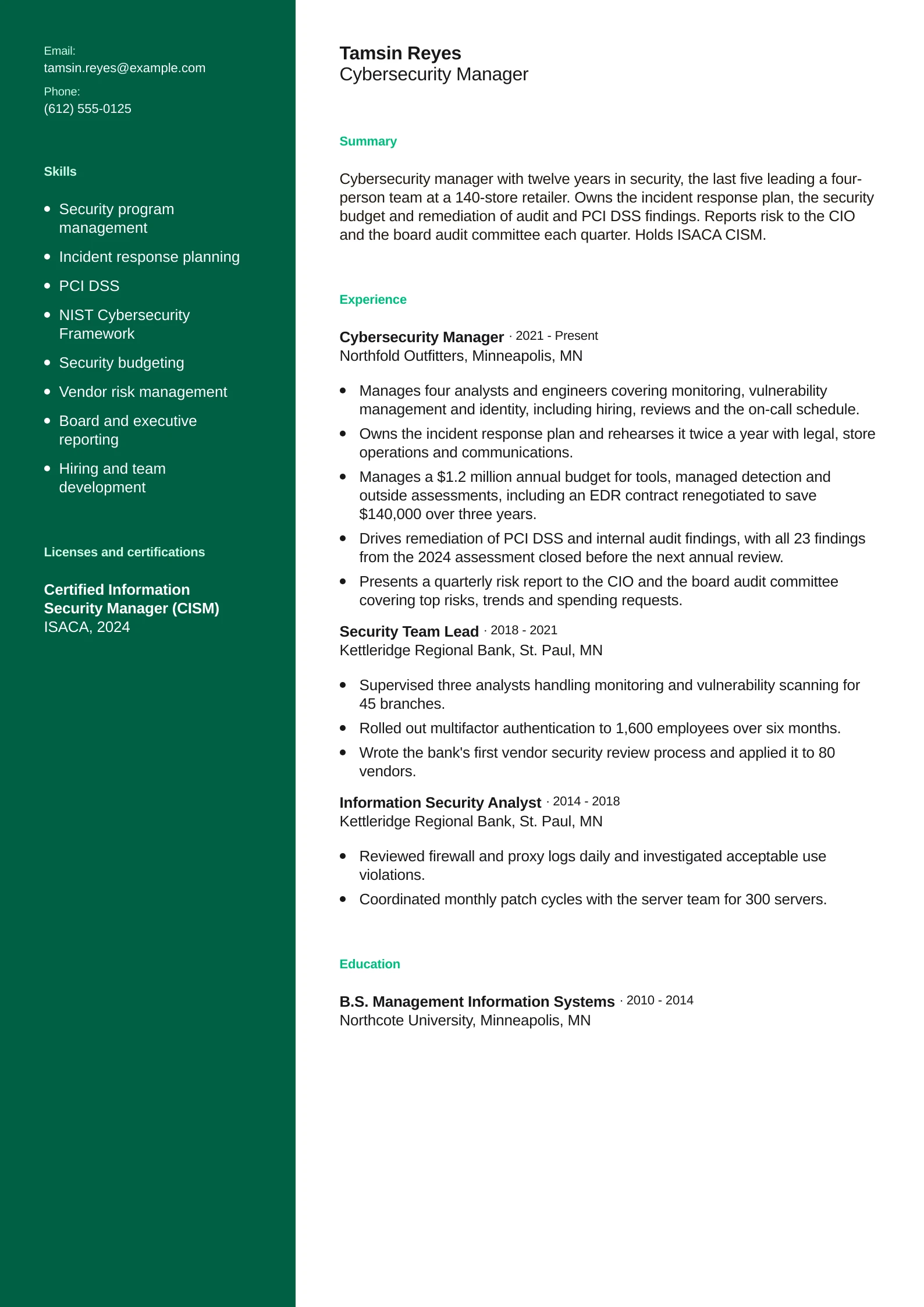 Cybersecurity Manager