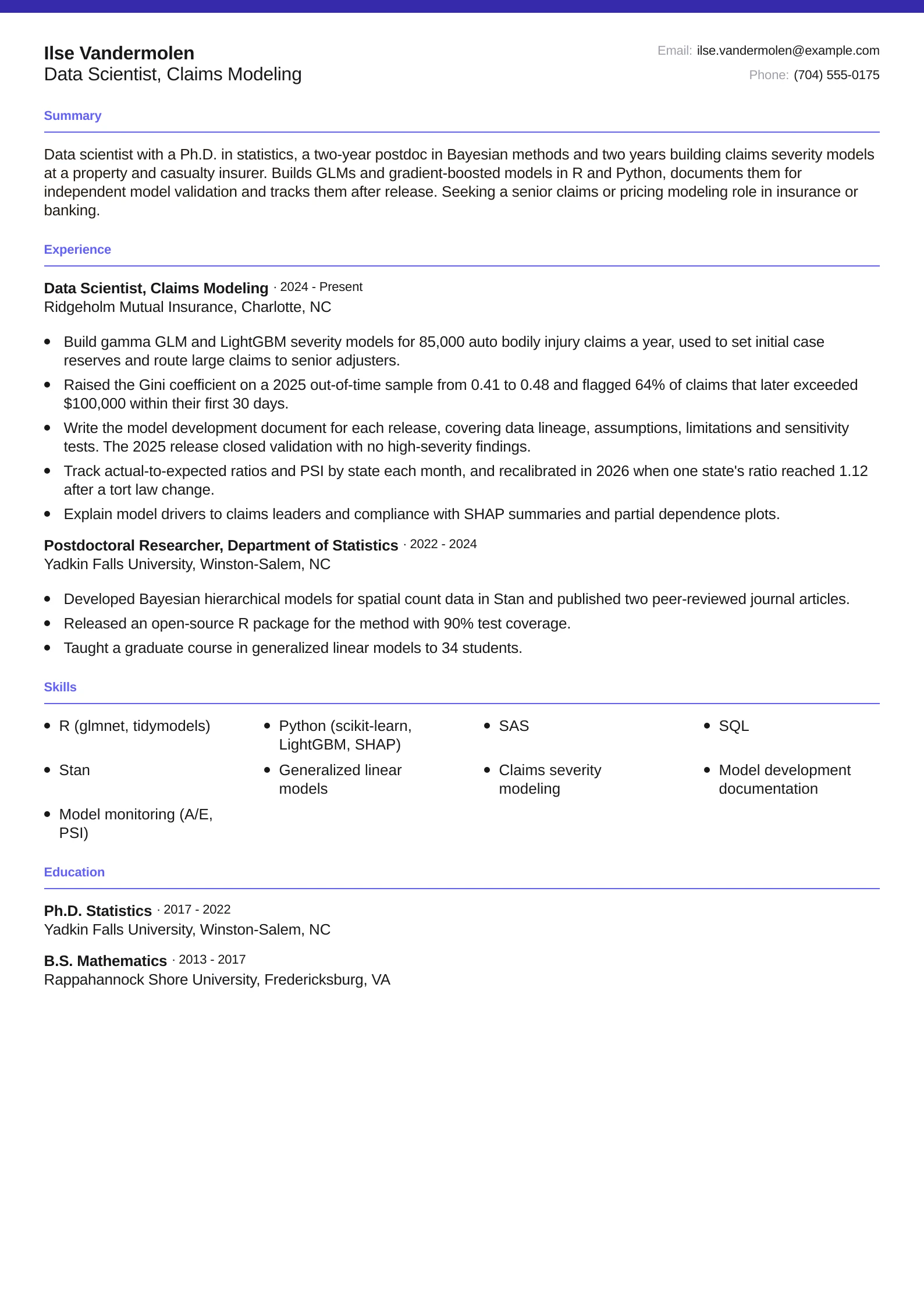 Data Scientist, Claims Modeling