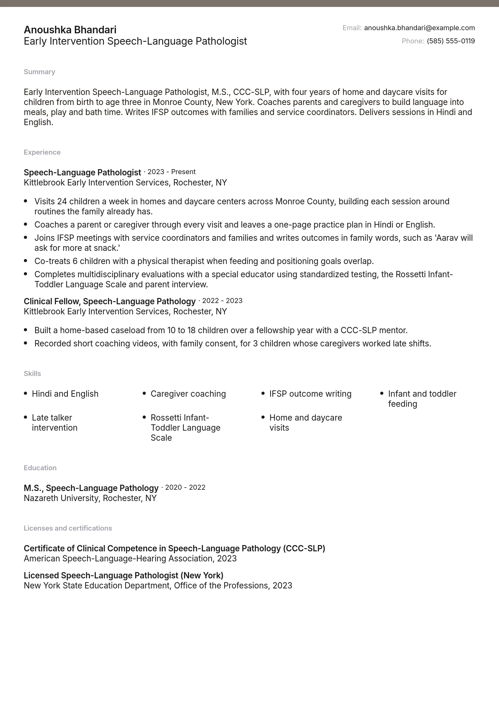 Early Intervention Speech-Language Pathologist