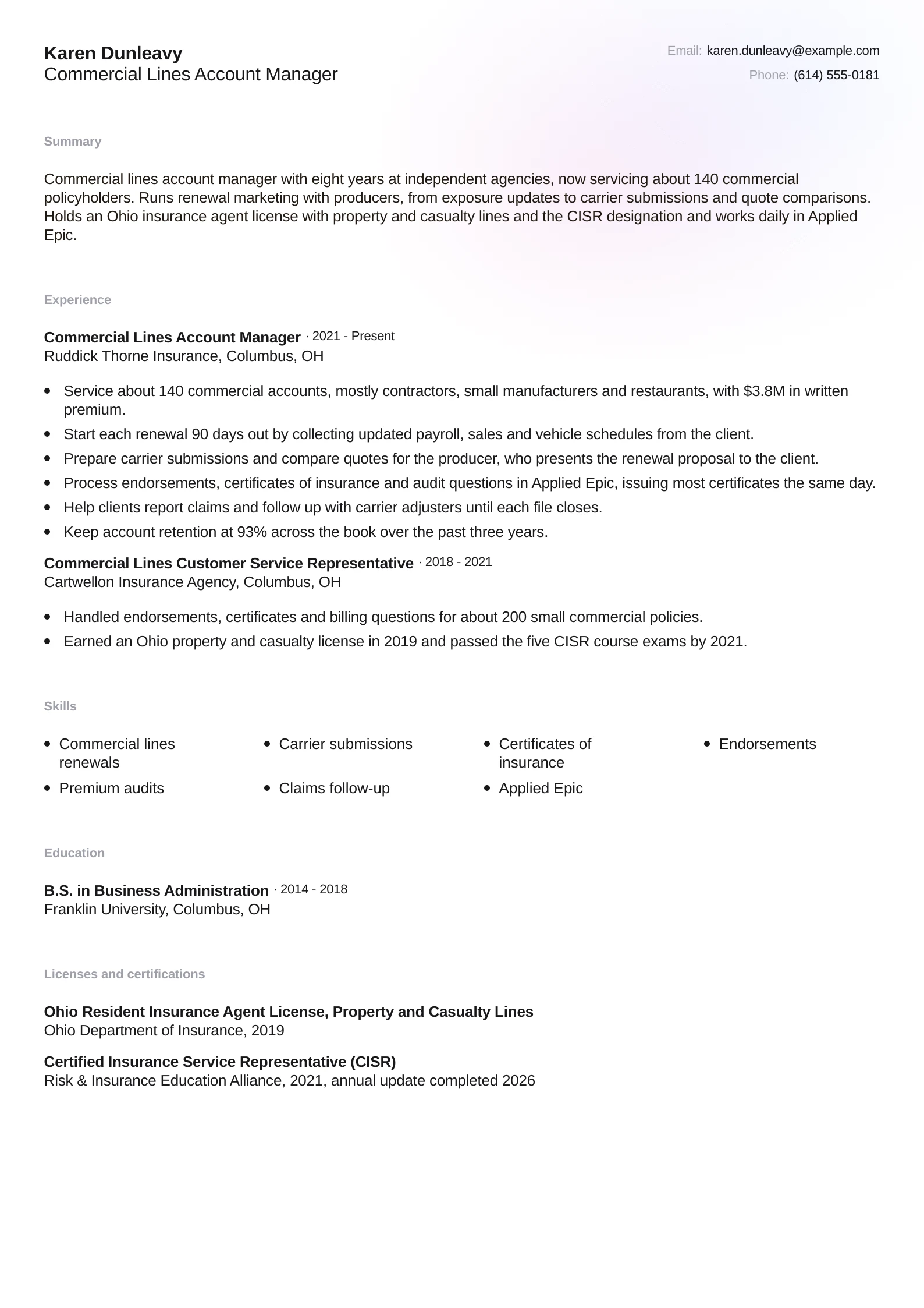 Commercial Lines Account Manager