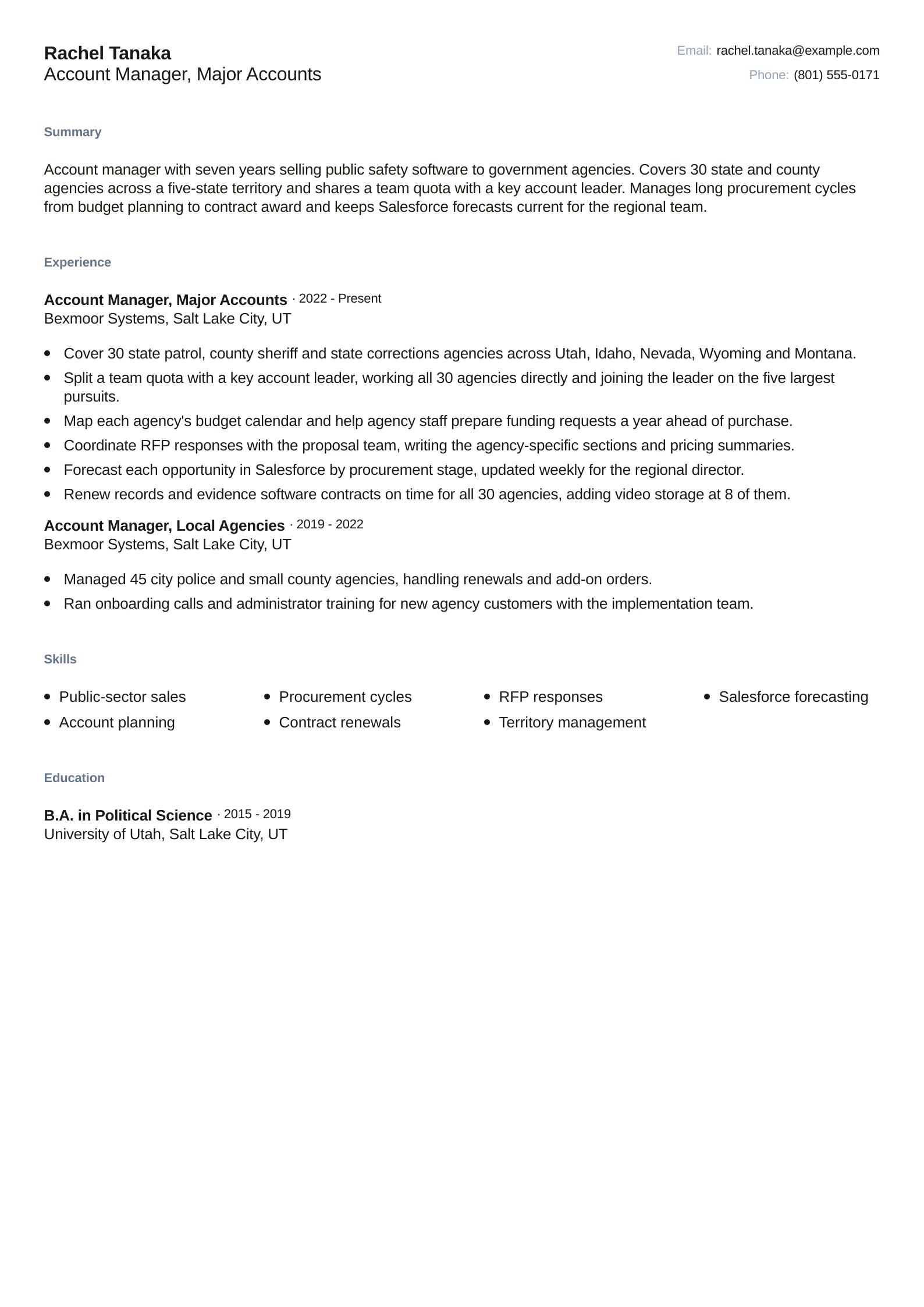 Account Manager, Major Accounts