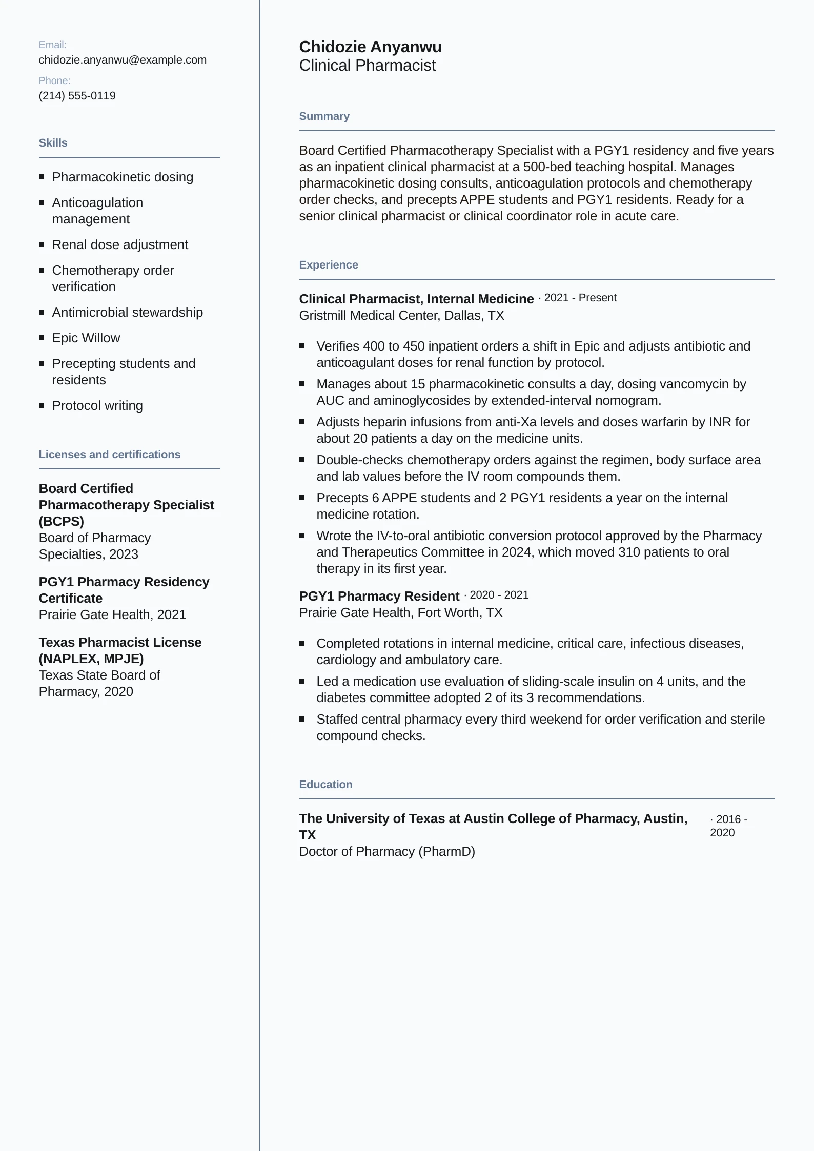 Clinical Pharmacist