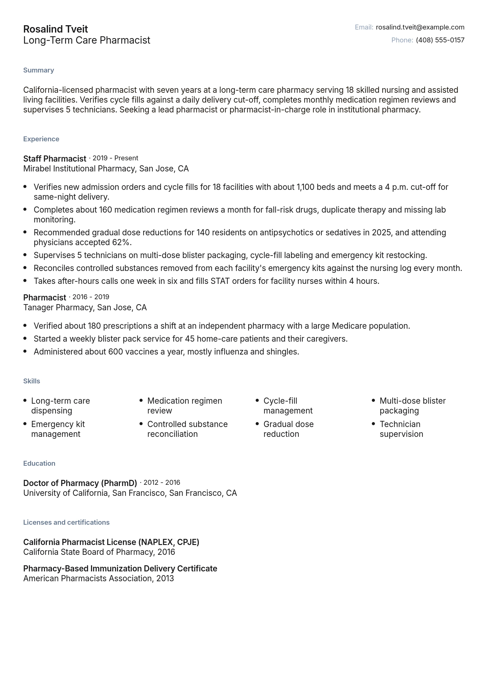 Long-Term Care Pharmacist