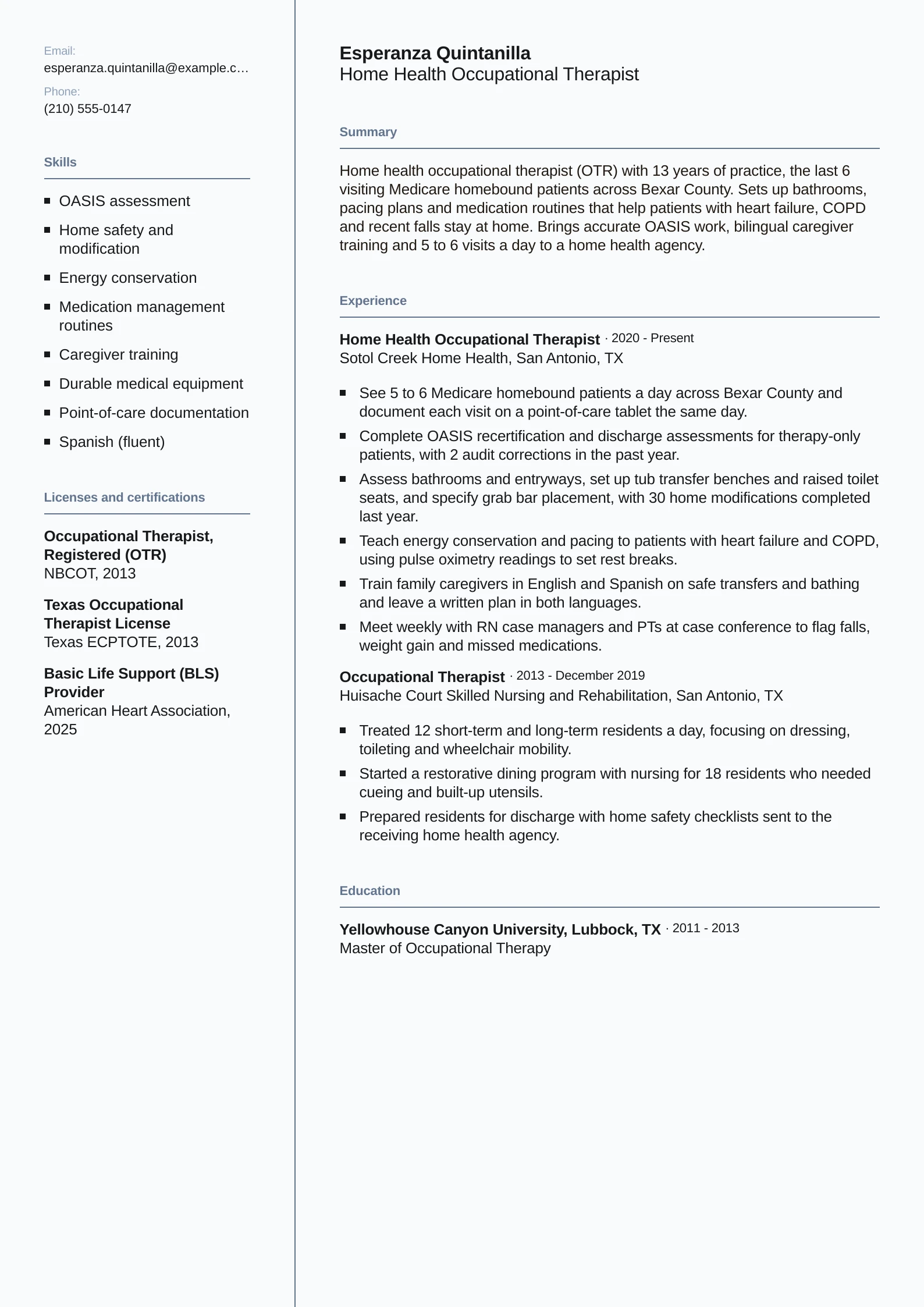 Home Health Occupational Therapist