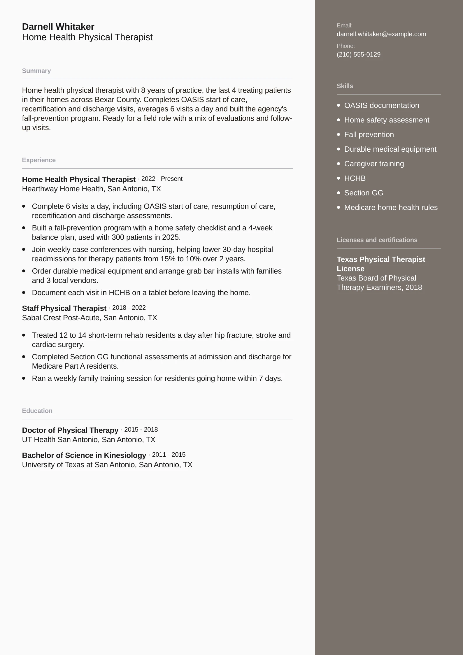 Home Health Physical Therapist