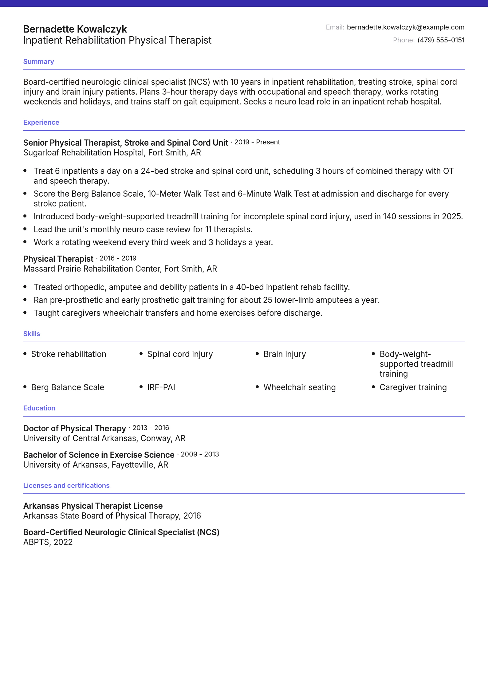 Inpatient Rehabilitation Physical Therapist