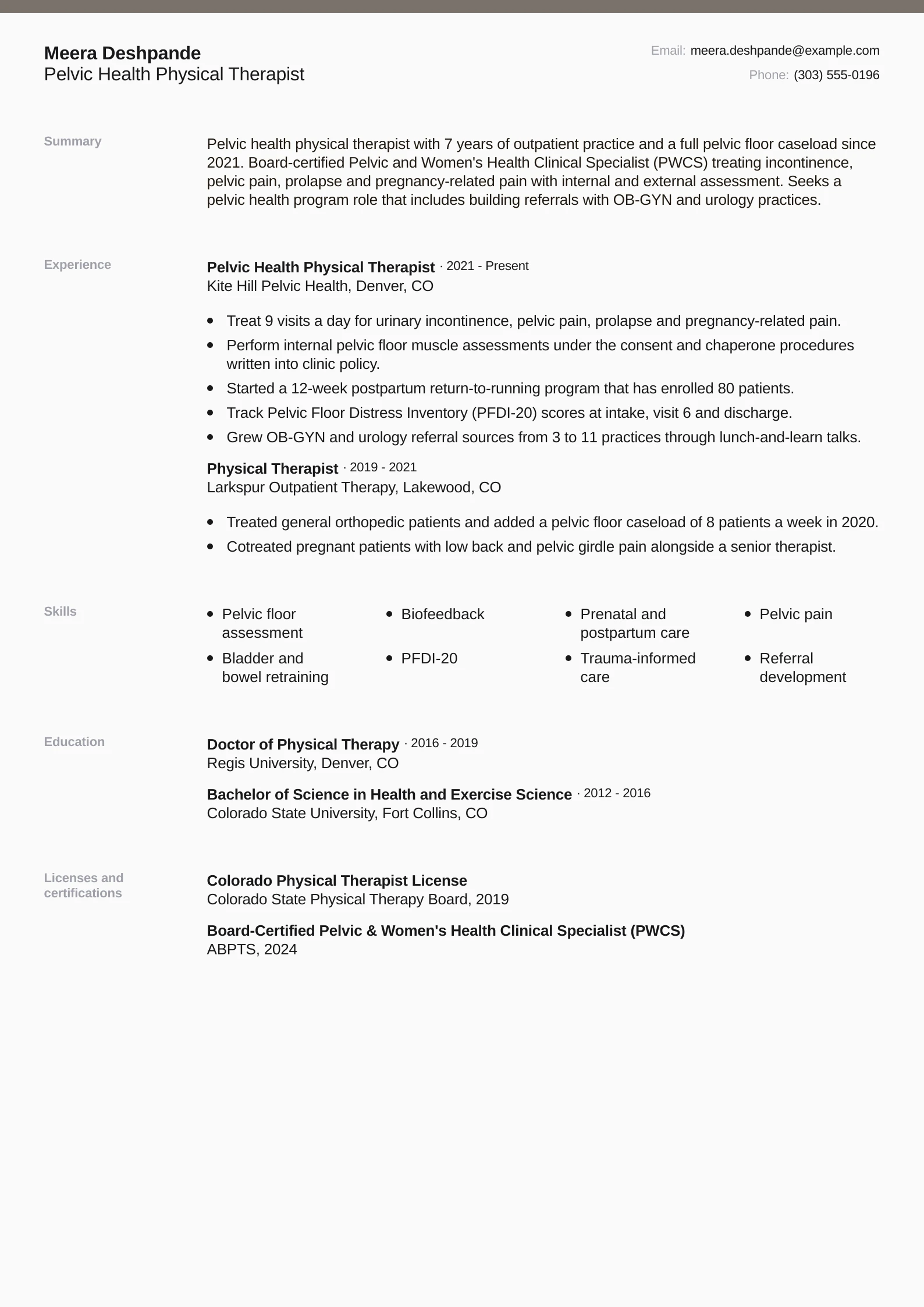 Pelvic Health Physical Therapist