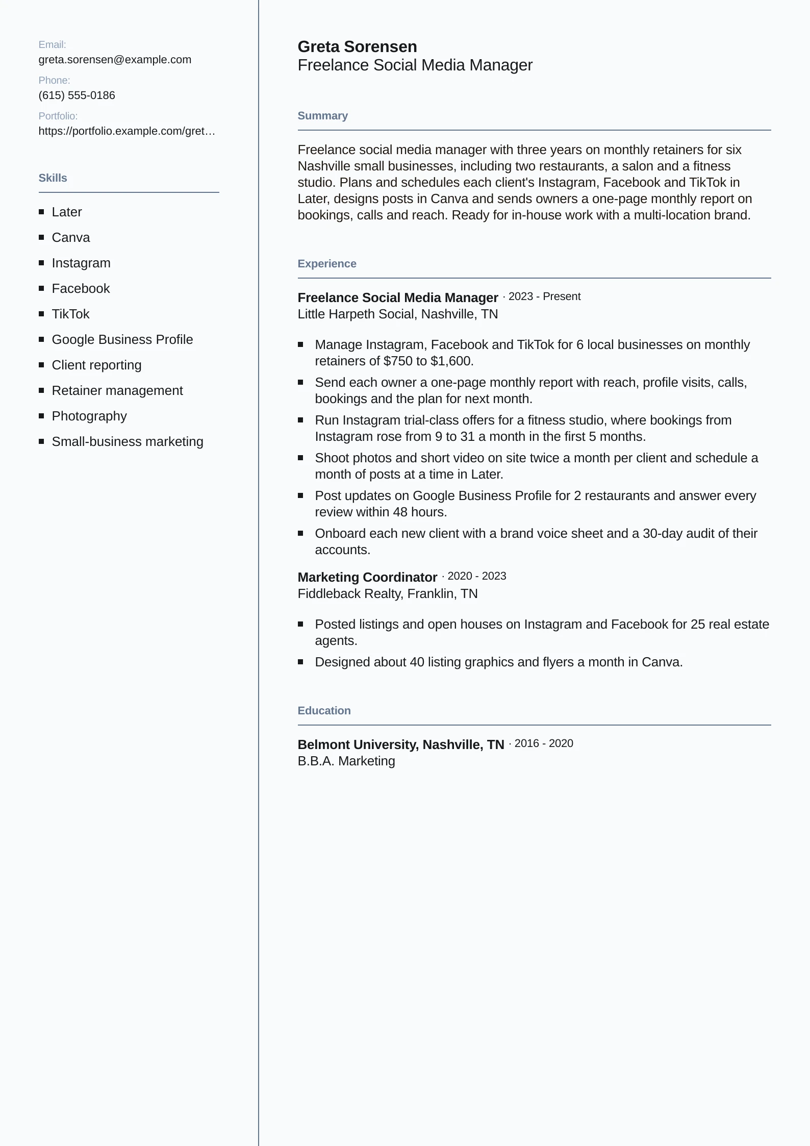Freelance Social Media Manager