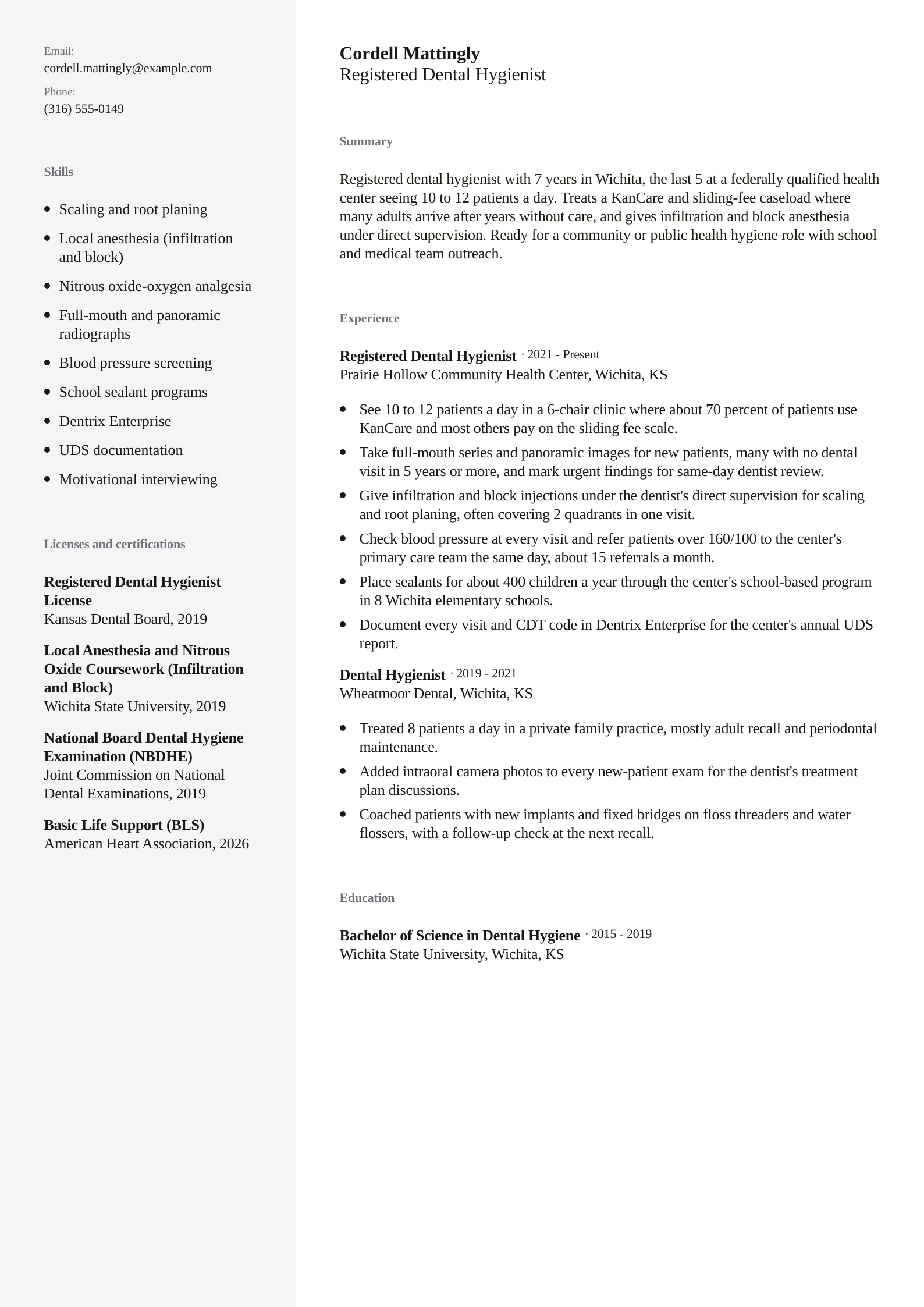 Registered Dental Hygienist