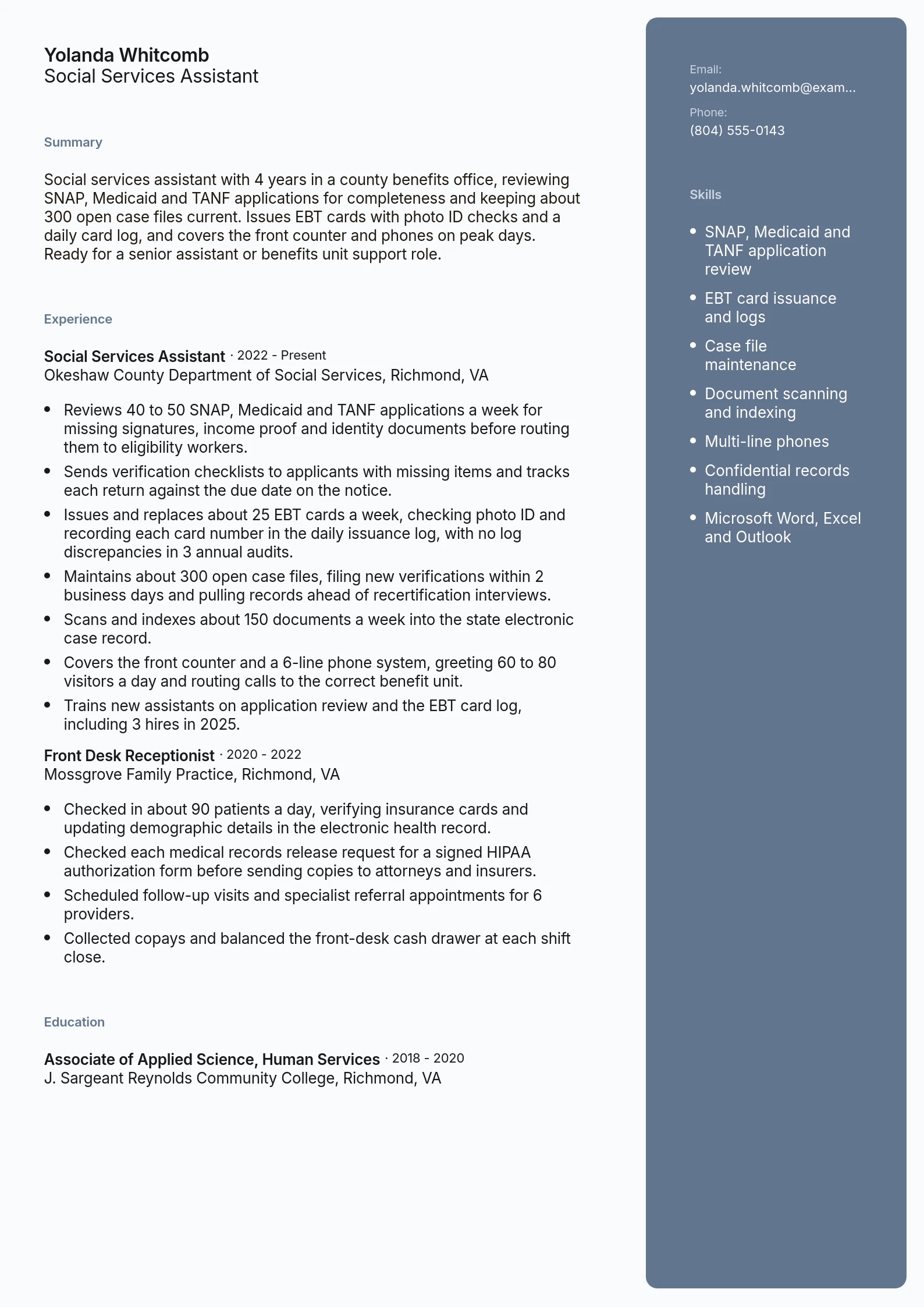Social Services Assistant