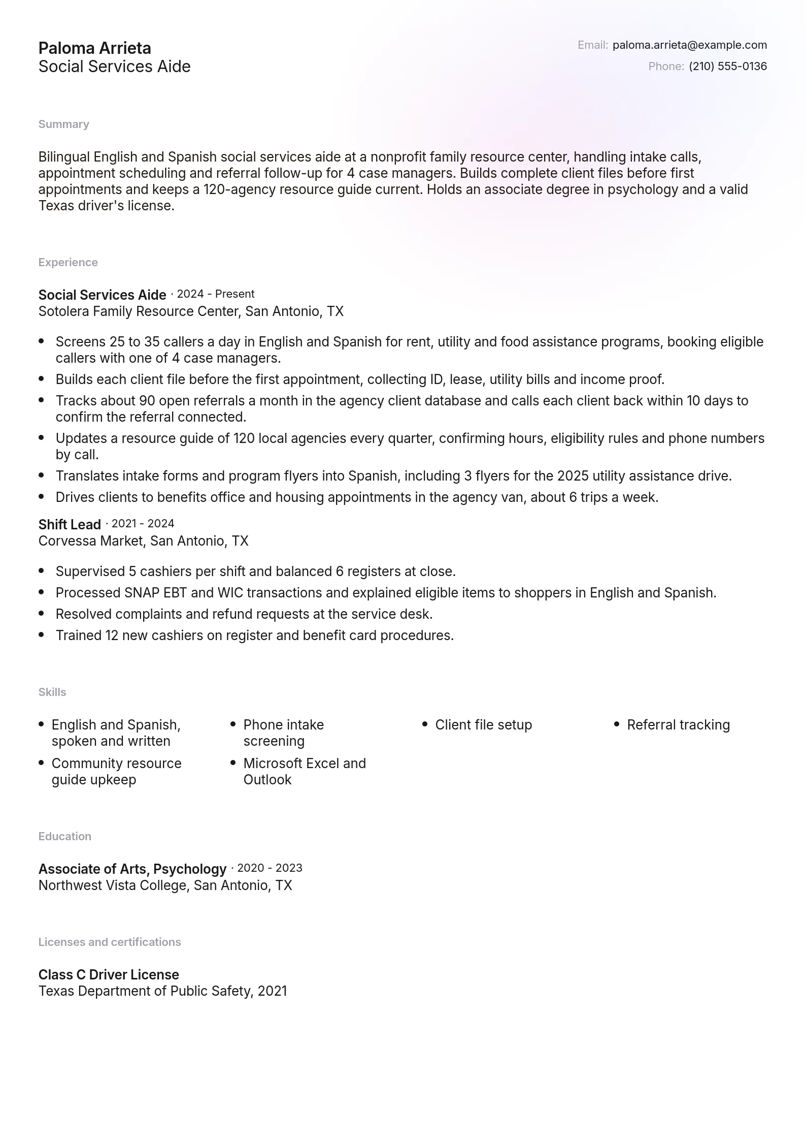 Social Services Aide