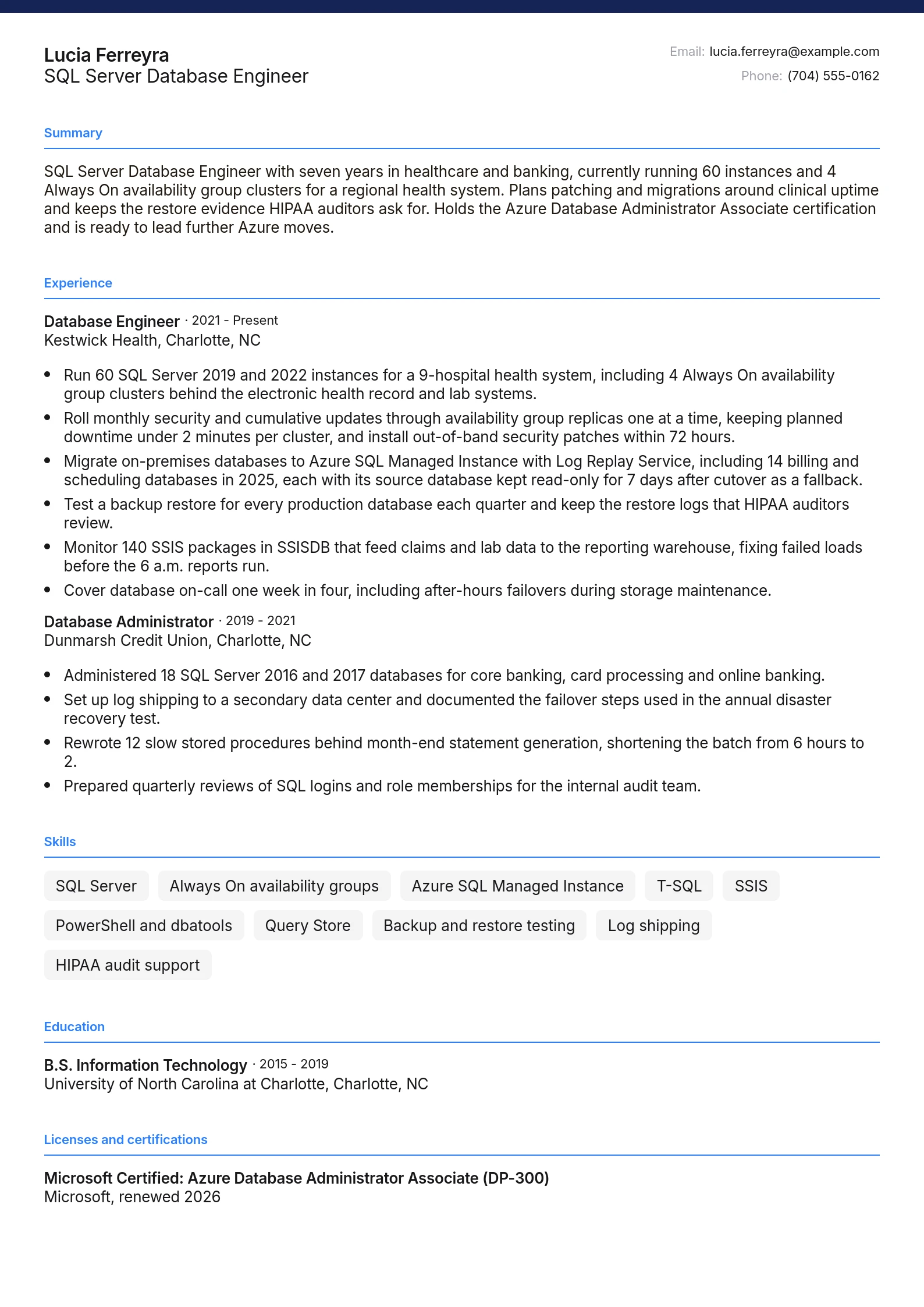 SQL Server Database Engineer