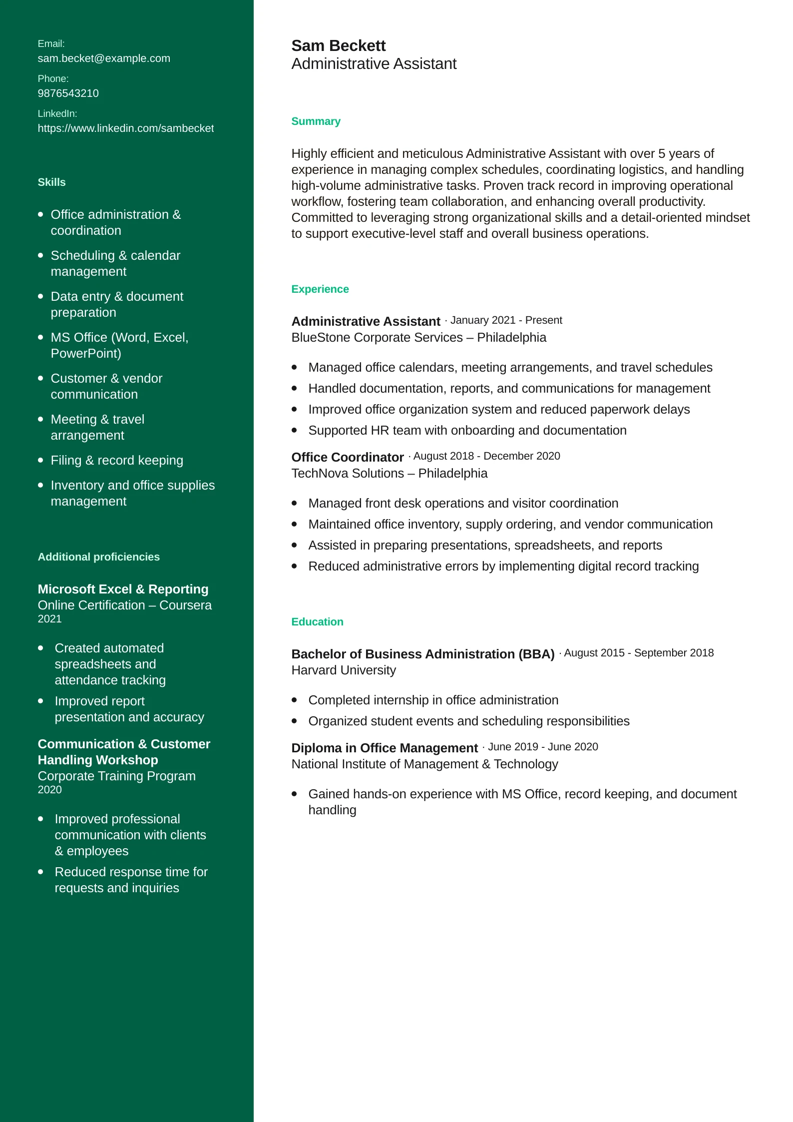 Professional Sidebar template preview