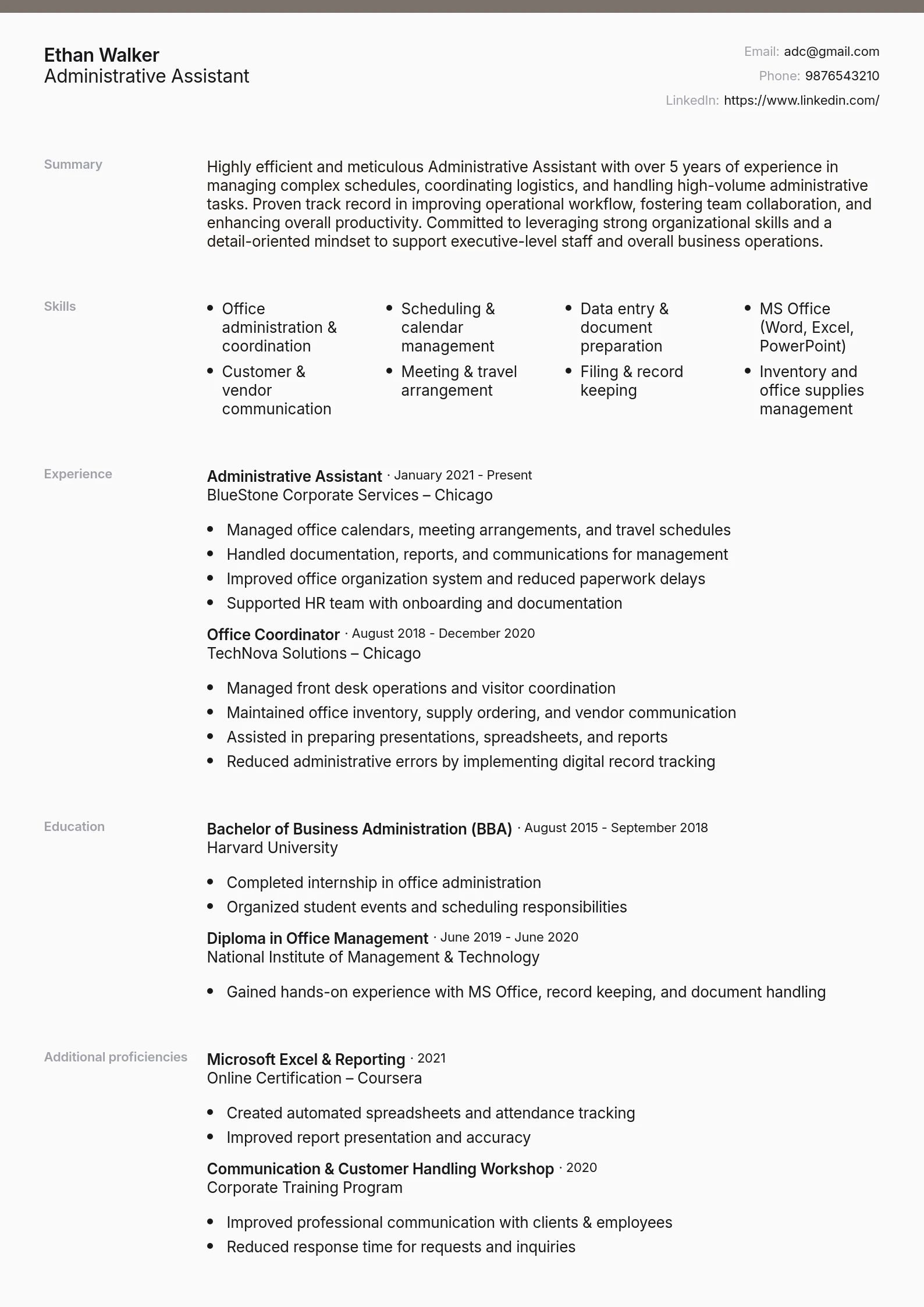 Professional template preview